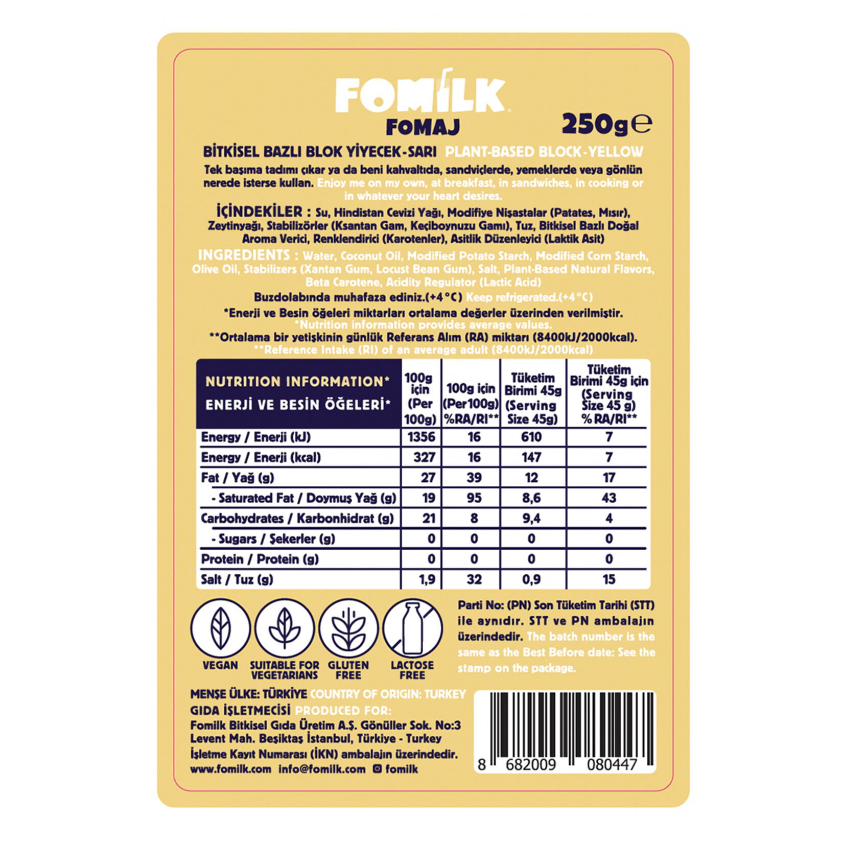 Fomilk Bitkisel Bazlı Yiyecek Sarı 250 G - Görsel 2