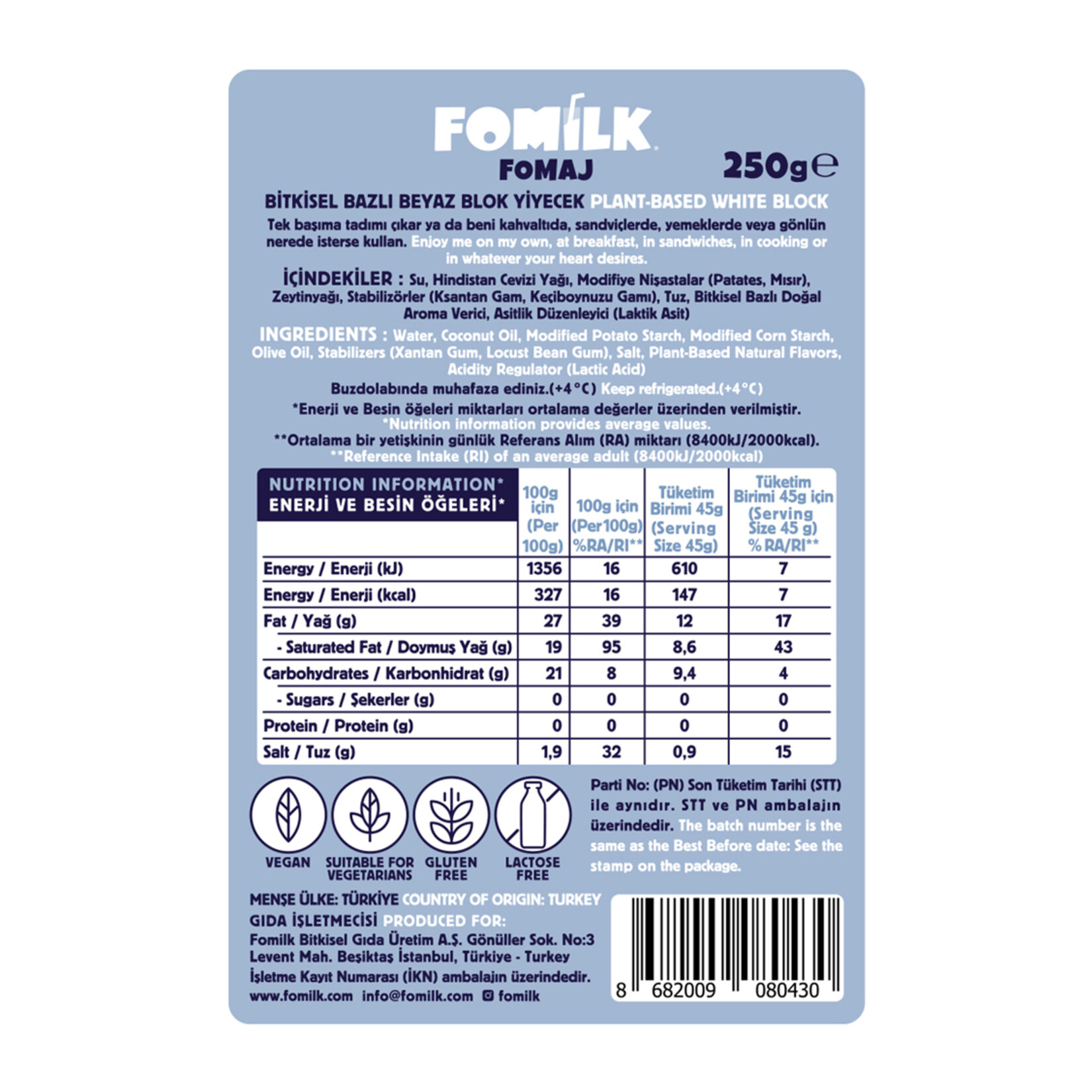 Fomilk Bitkisel Bazlı Yiyecek Beyaz 250 G - Görsel 2