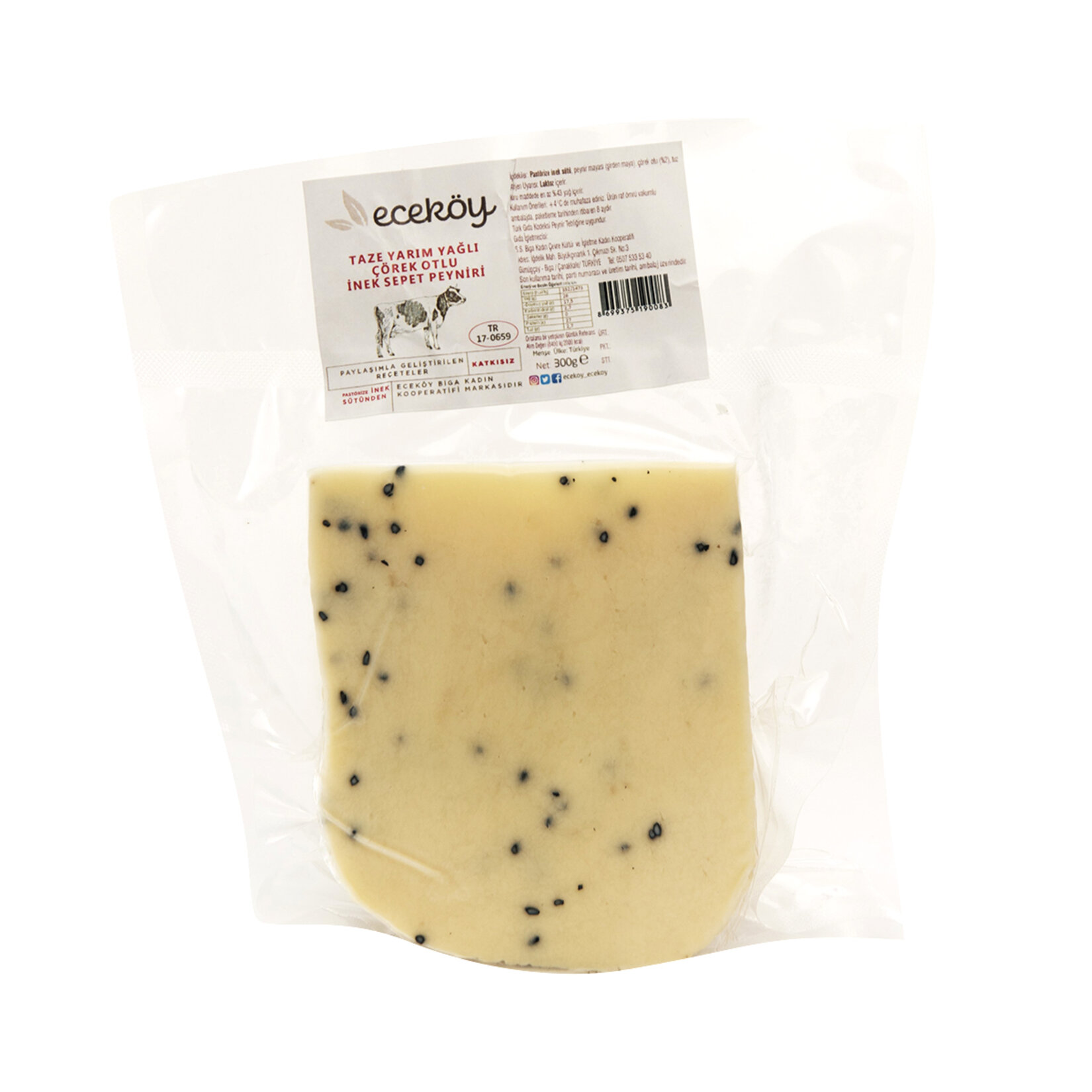 Eceköy Taze Yarım Yağlı Çörek Otlu İnek Sepet Peynir 300 G