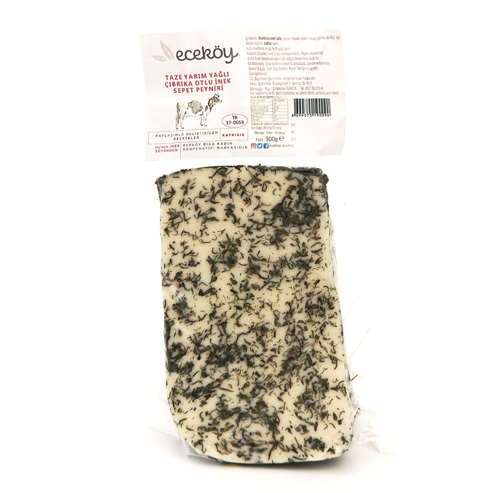 Eceköy Taze Çıbrıka Otlu Taze İnek Sepet Peynir 300 G