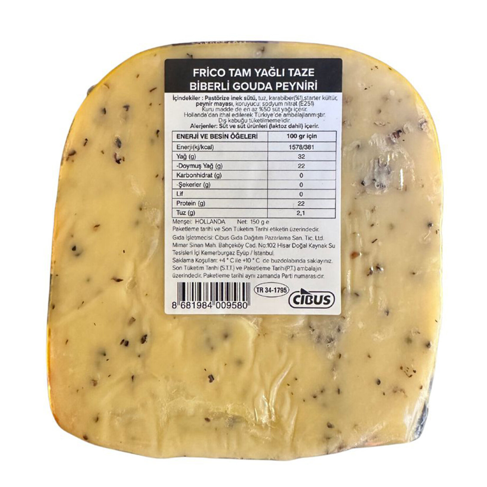 Frico Tam Yağlı Taze Biberli Gouda Peyniri 150 G - Görsel 2