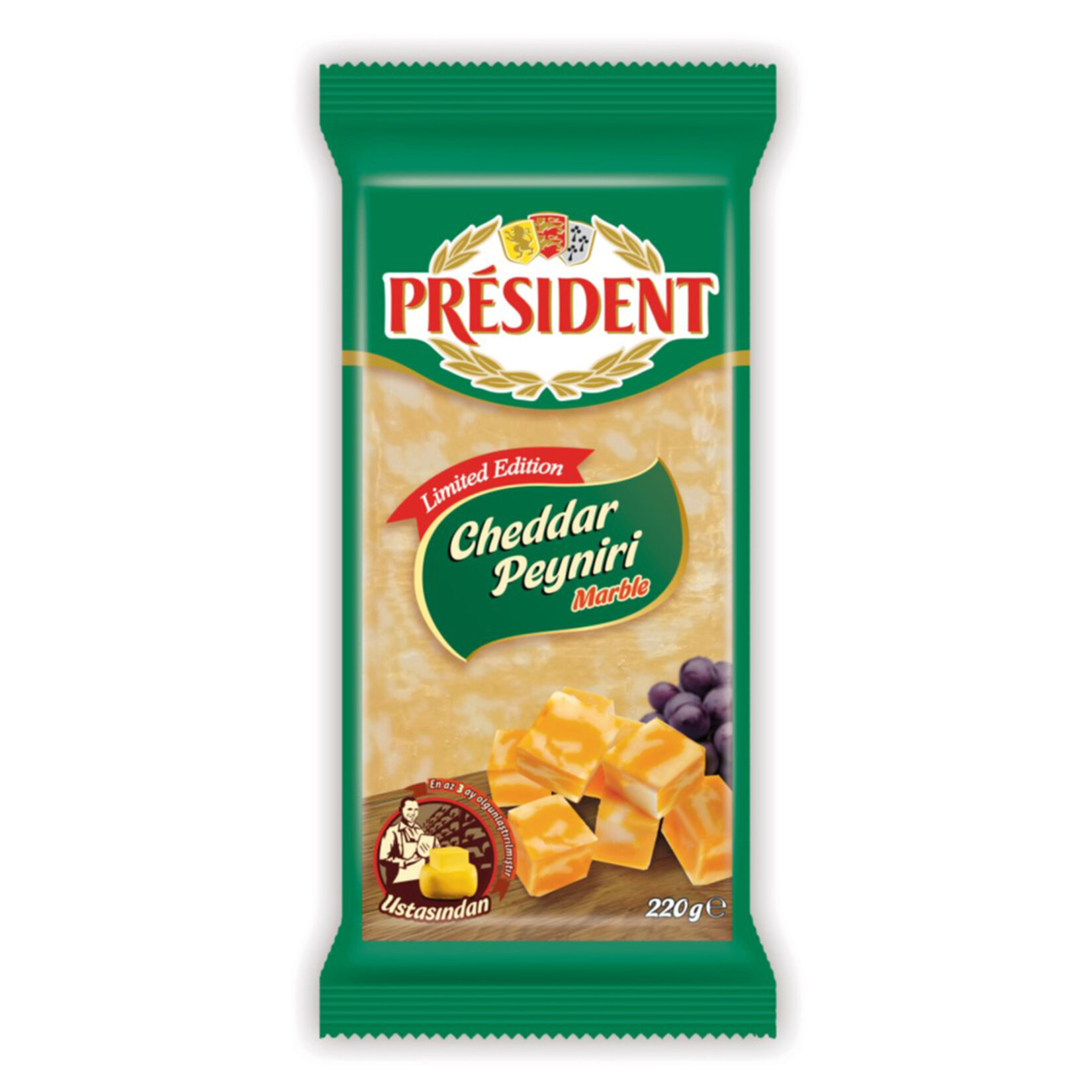 President Cheddar Marble Peyniri 220 G - Görsel 1