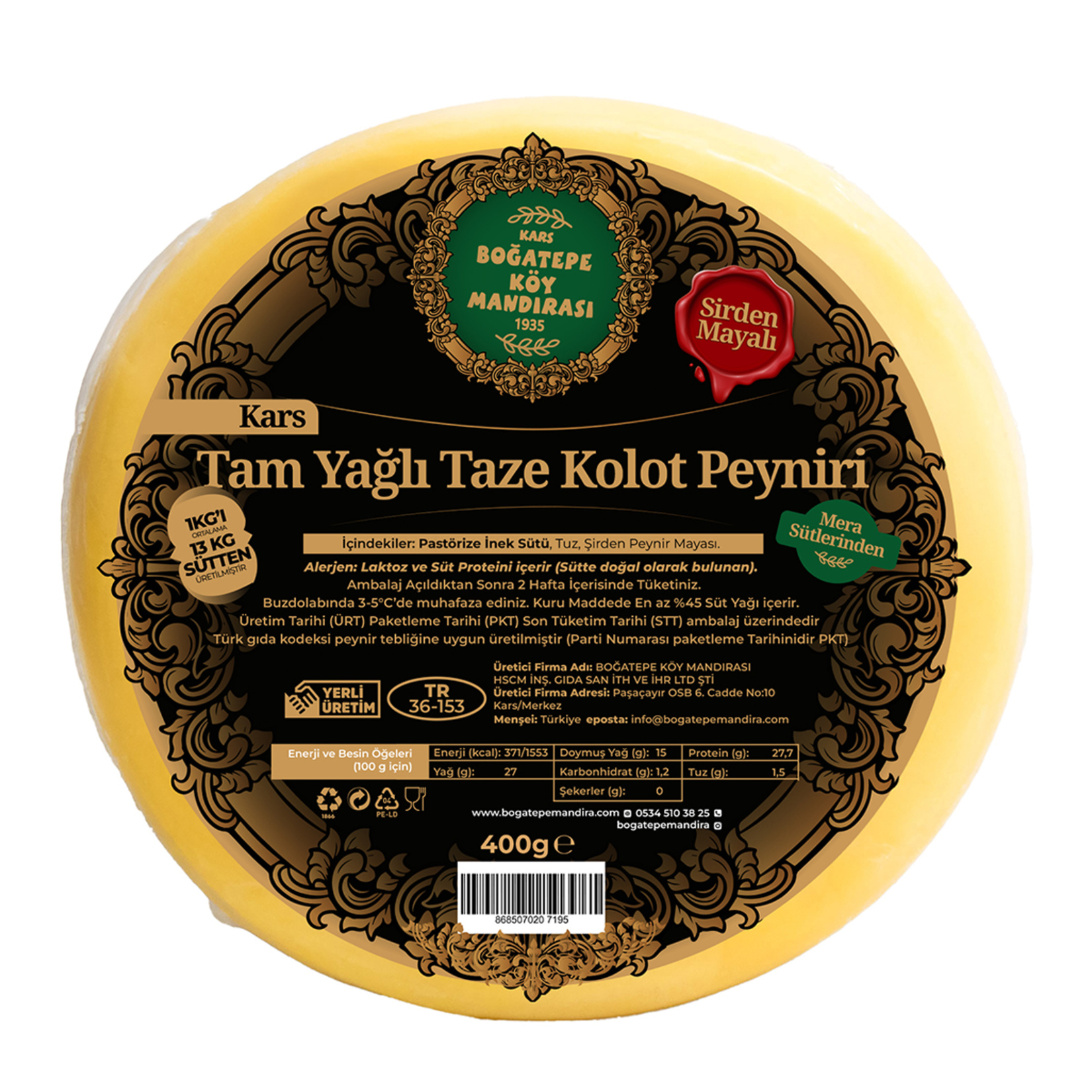 Boğatepe Tam Yağlı Taze Kolot Peyniri 400 G