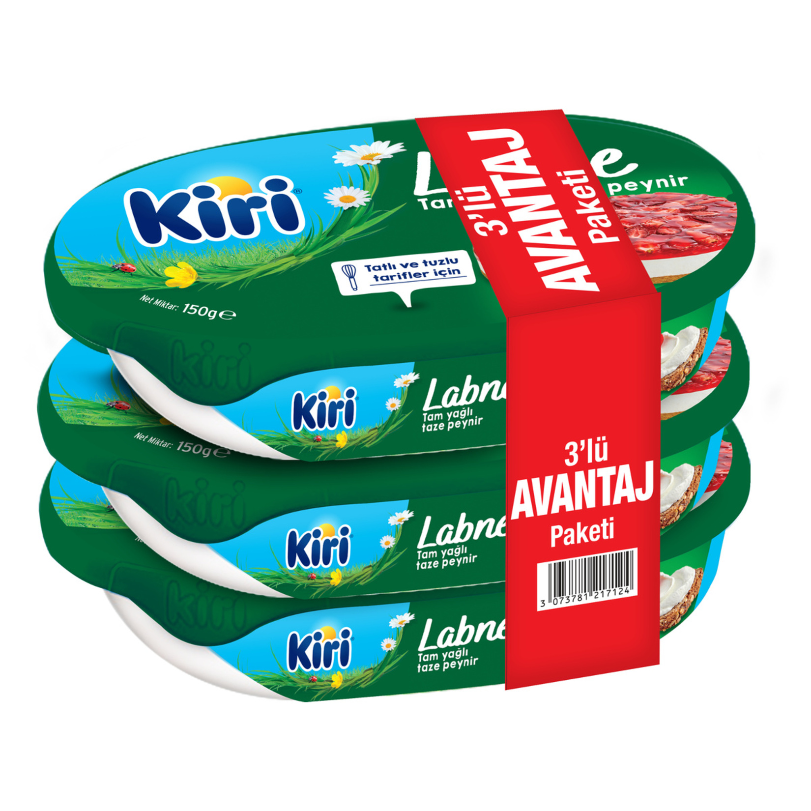 Kiri Labne Tam Yağlı Taze Peynir 3 x 150 G