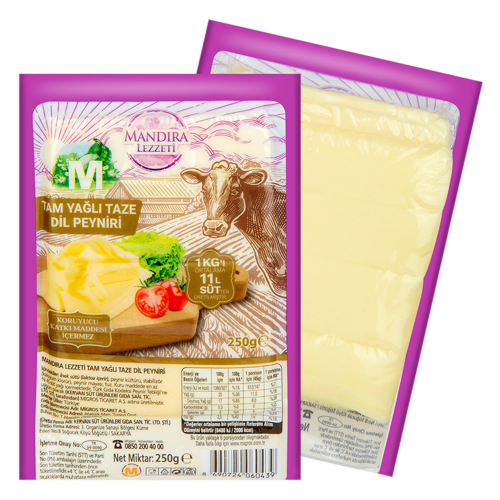 Mandıra Lezzeti Tam Yağlı Taze Dil Peyniri 250 G