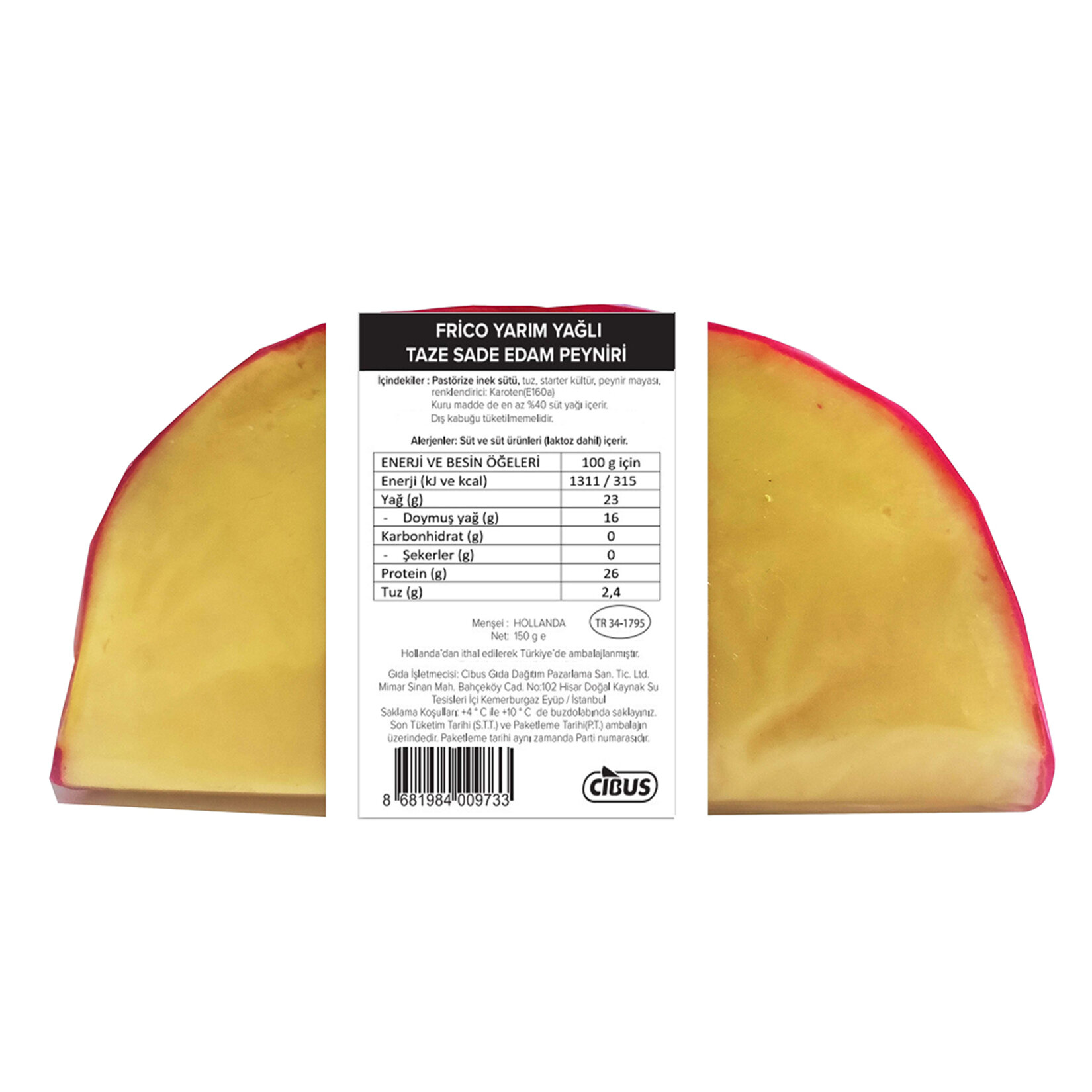 Frico Yarım Yağlı Taze Sade Edam Peyniri 150 G - Görsel 2