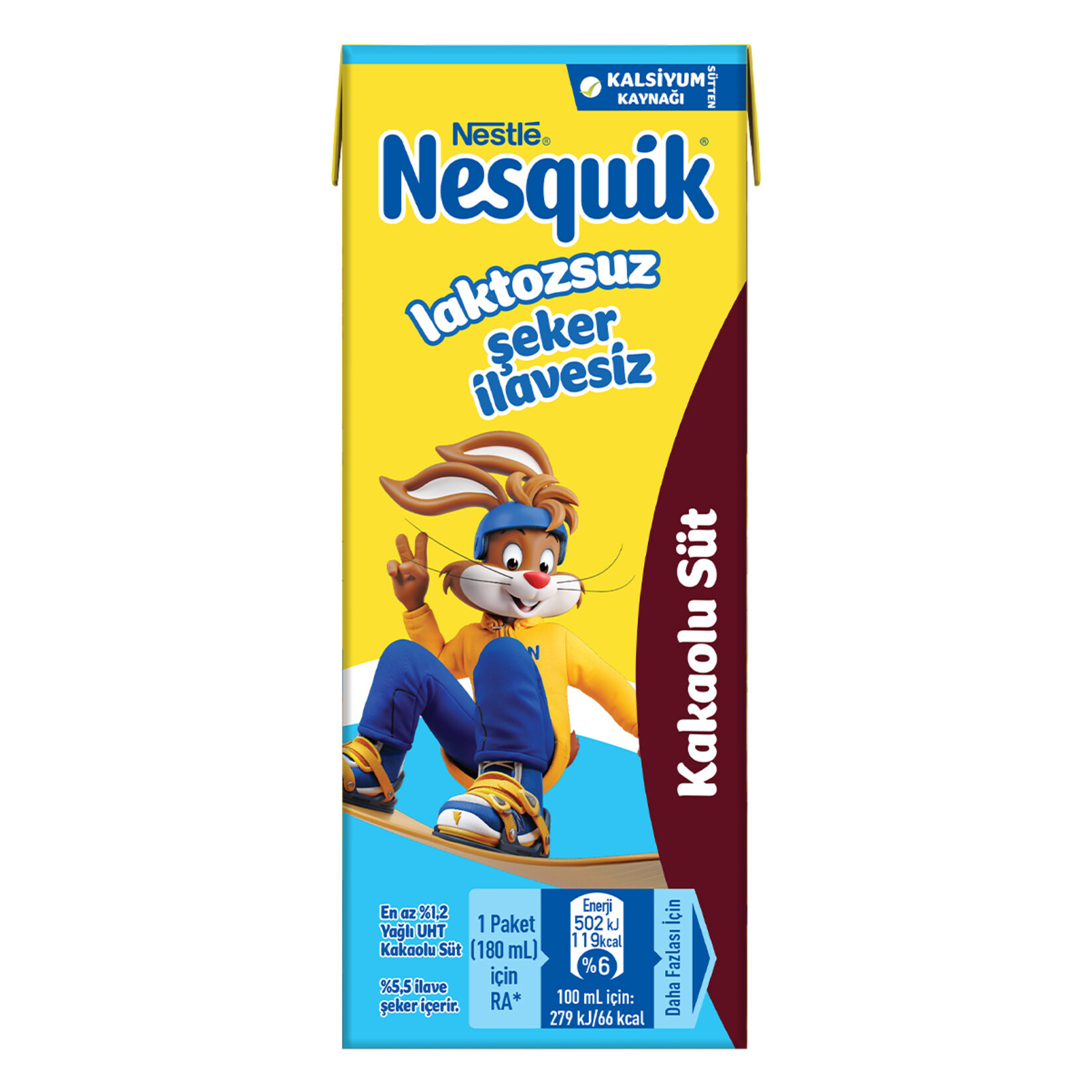 Nestle Nesquik Laktozsuz & Şeker İlavesiz Kakaolu Süt 180 Ml