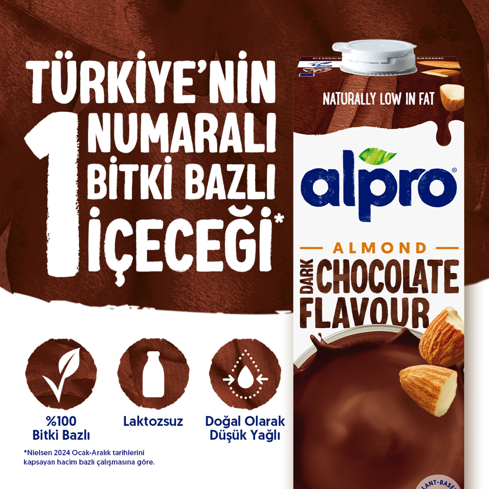 Alpro Bitter Çikolata Badem İçeceği 1 L - Görsel 2