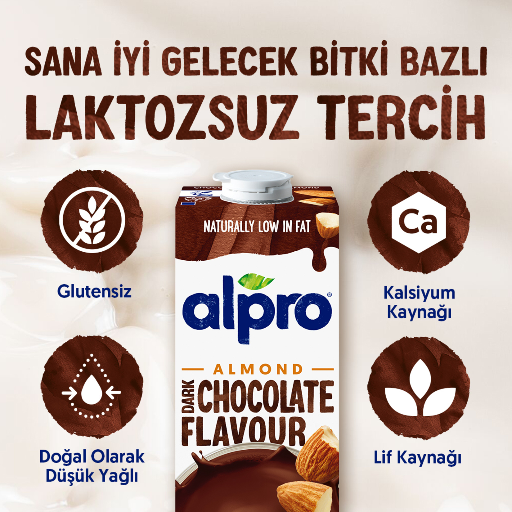 Alpro Bitter Çikolata Badem İçeceği 1 L - Görsel 3