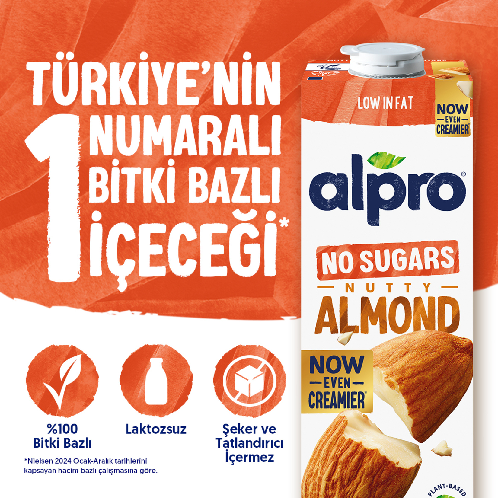 Alpro Şekersiz Badem İçeceği 1 L - Görsel 2