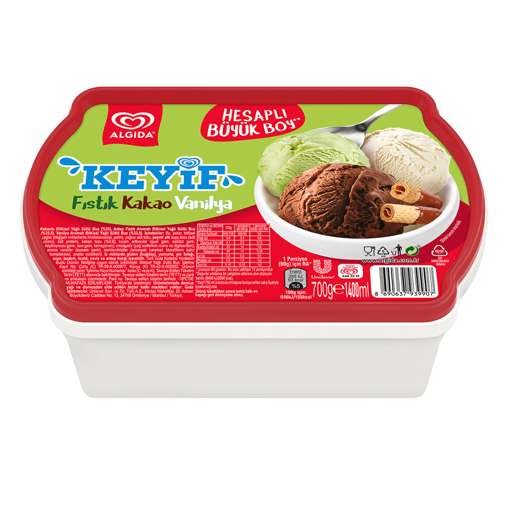 Algida Keyif Fıstık Kakao Vanilya 1400 Ml - Görsel 5