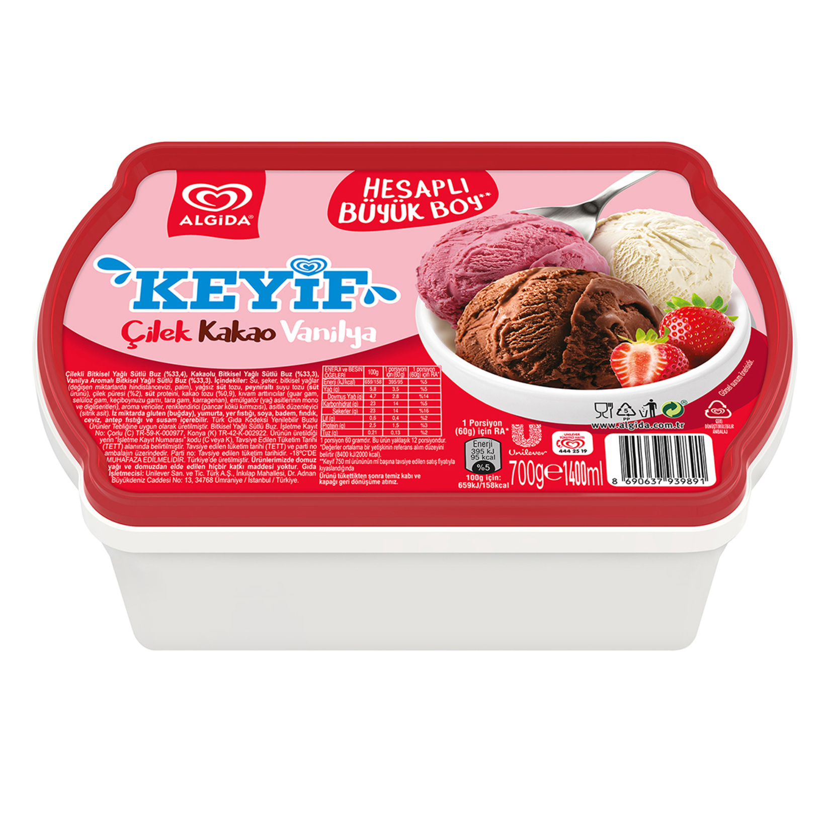 Algida Keyif Çilek Kakao Vanilya 1400Ml - Görsel 5