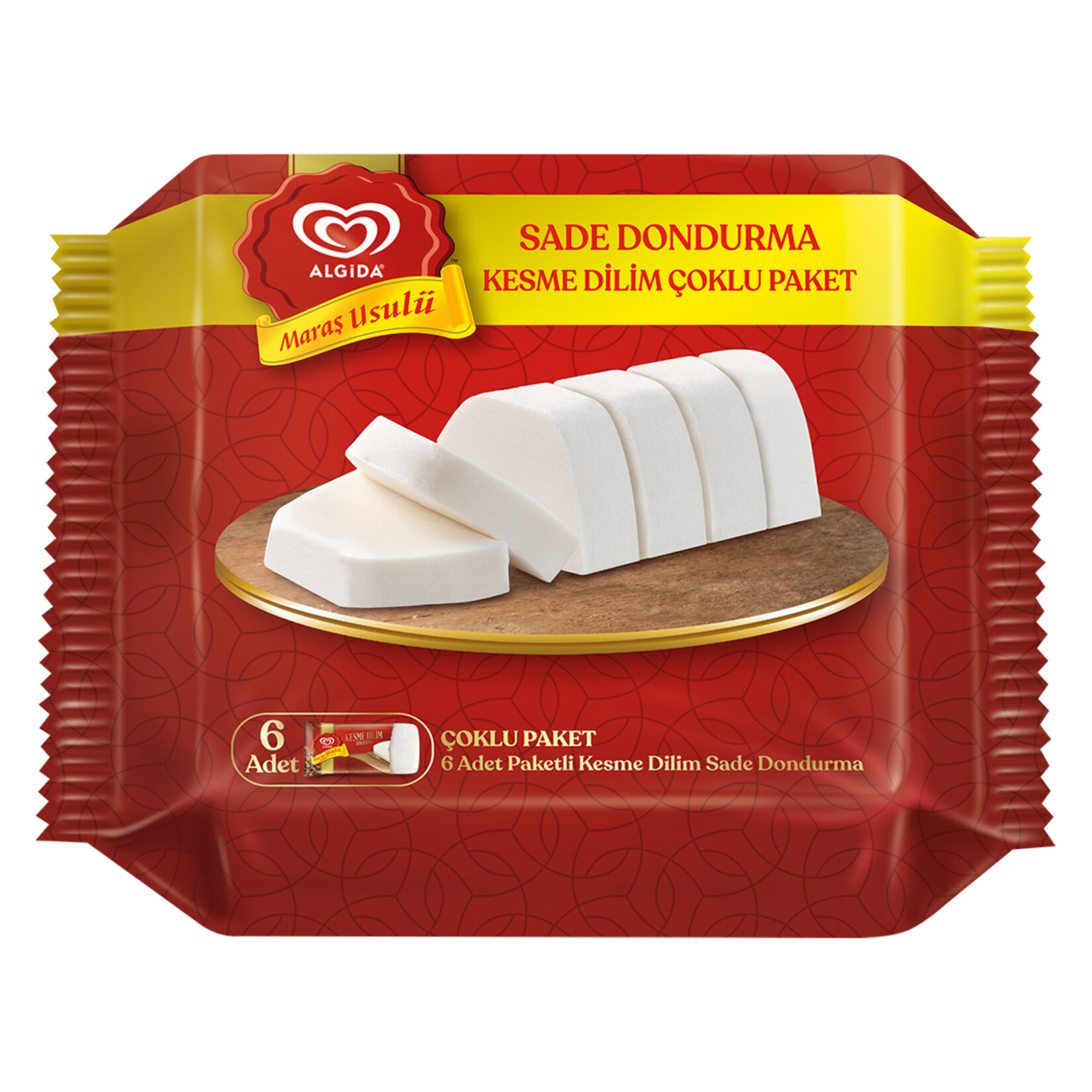 Algida Maraş Usulu Sade Kesme Dilim Dondurma 492Ml