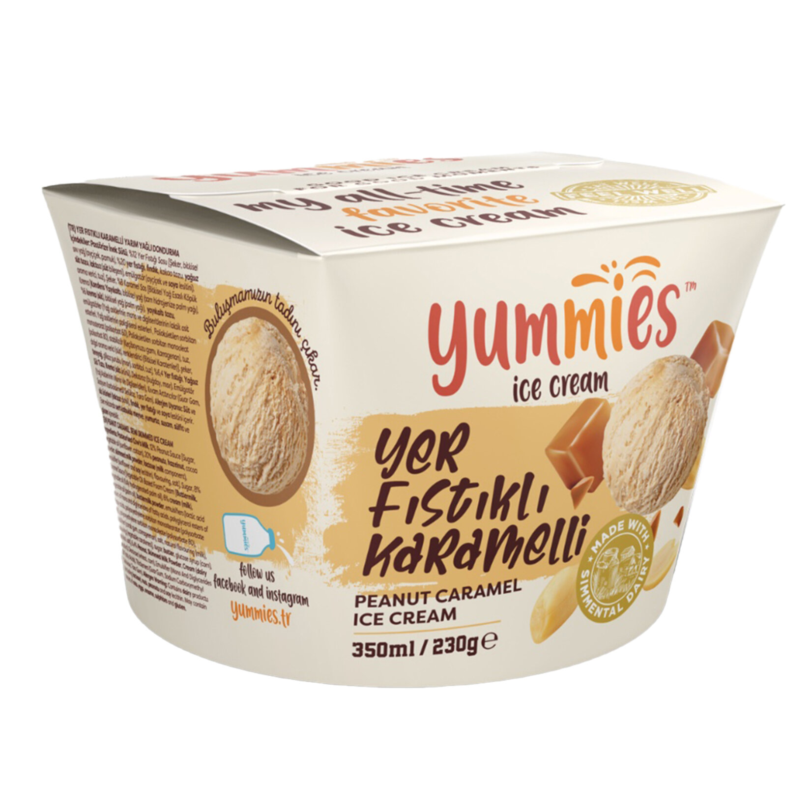 Yummies Yer Fıstığı Karamelli Yarım Yağlı Dondurma 350 Ml
