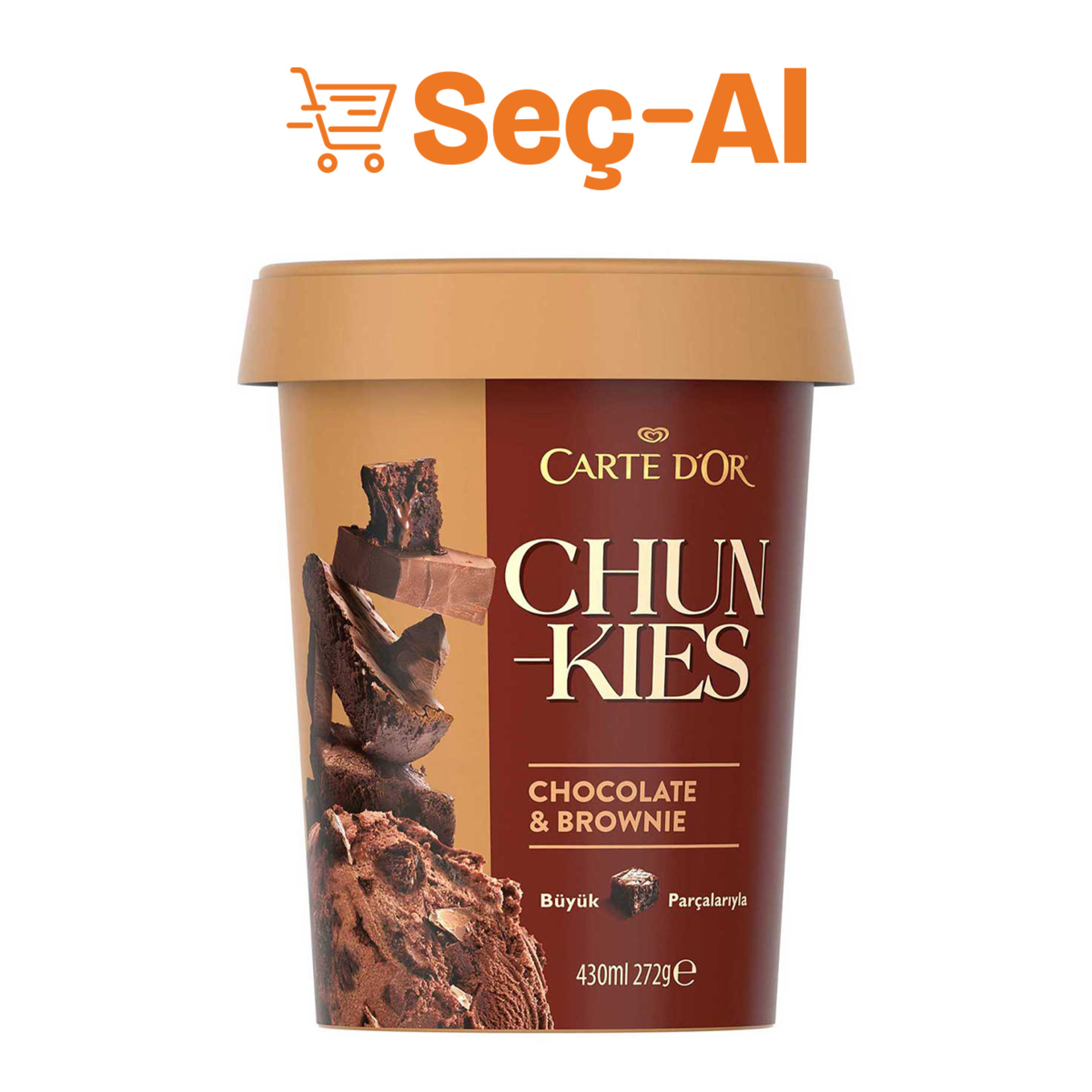 Carte d'Or Chunkies Brownie & Çikolata, Çikolatalı Dondurma 430 Ml - Görsel 1