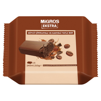 Migros Ekstra Sütlü Çikolatalı Kahveli Dondurulmuş Tatlı Bar 6 x 40 ml