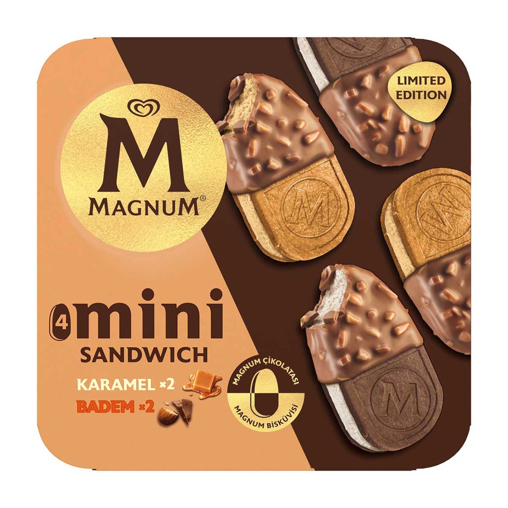 Magnum Sandwich Mini Karamel & Badem 4 x 100 Ml - Görsel 2