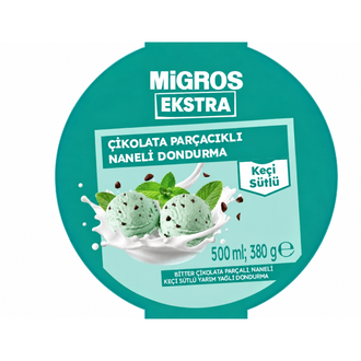 Migros Ekstra Bitter Çikolata Parçacıklı Naneli Keçi Sütlü Yarım Yağlı Dondurma 500 ml