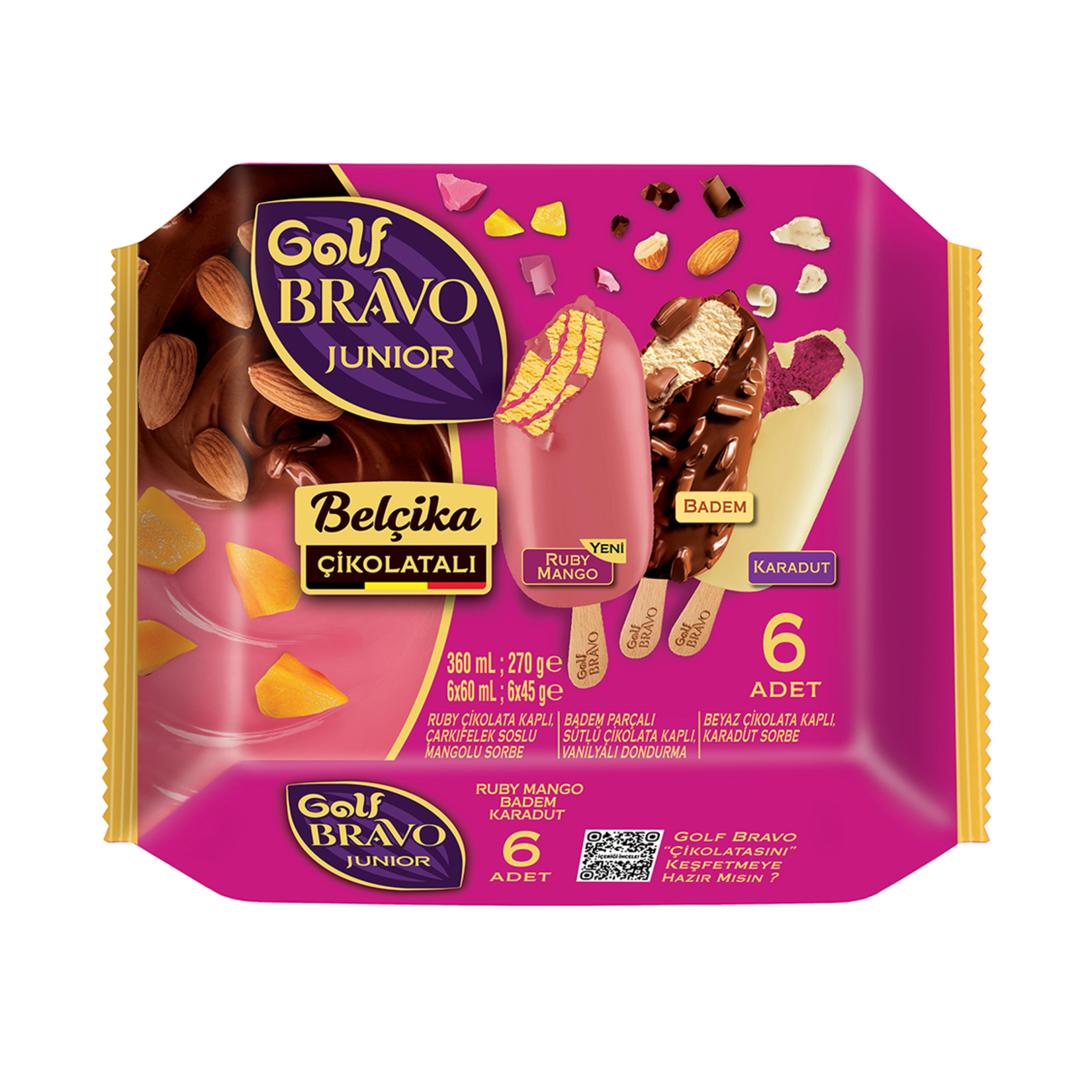 Golf Bravo Junıor Karadut Bademli Ruby Mango 6'lı 360 Ml