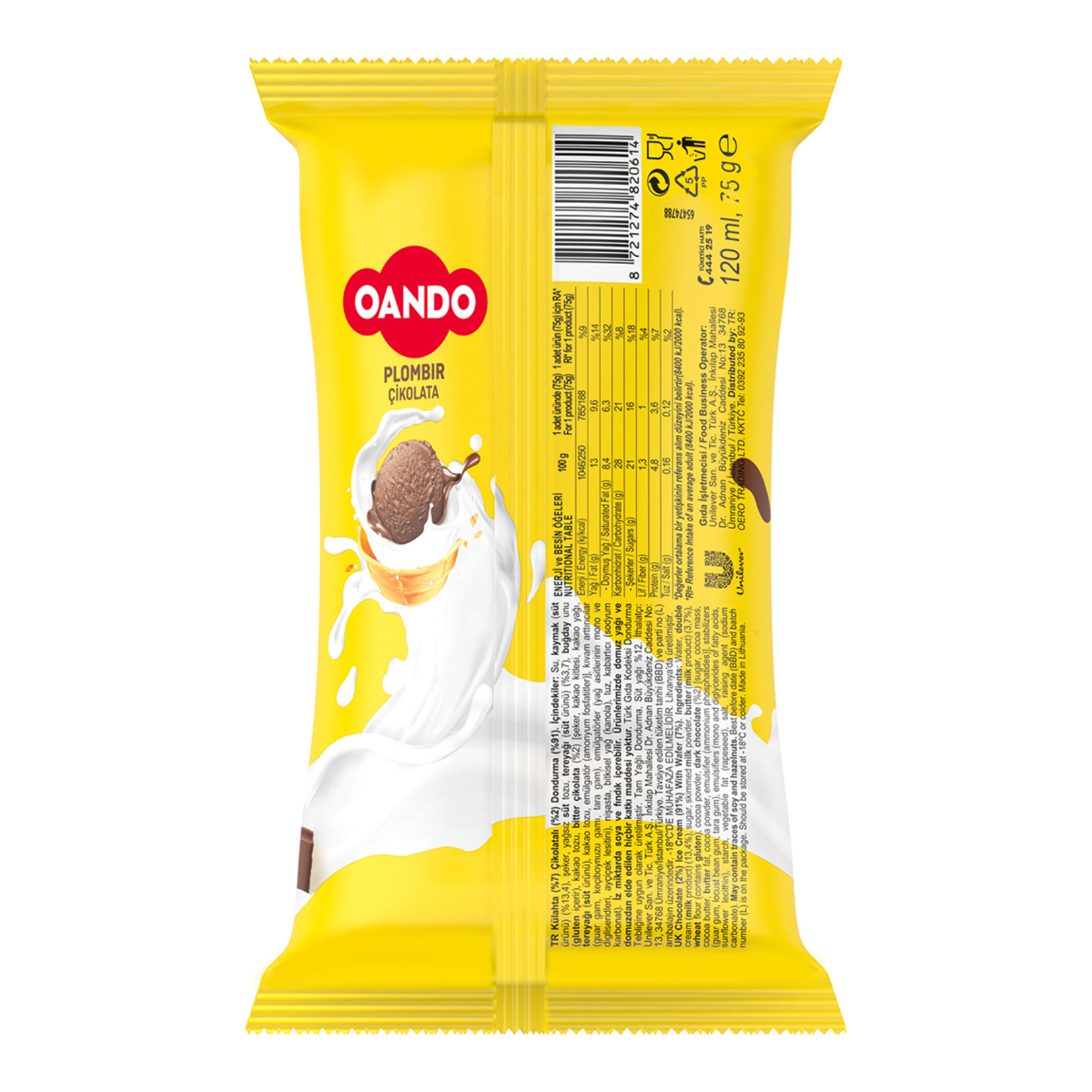 Oando Plombir Çikolatalı Dondurma 120 Ml - Görsel 2