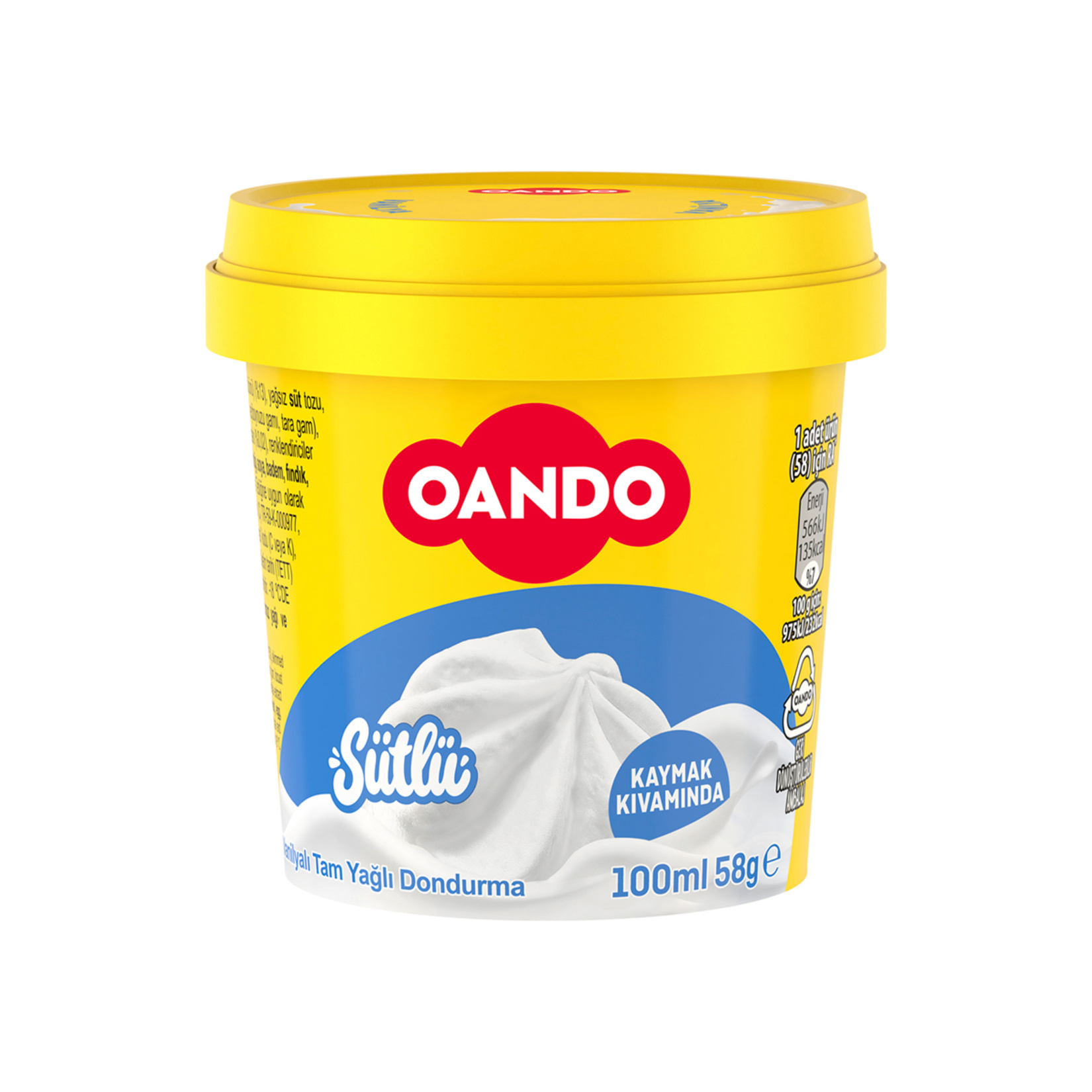 Oando Vanilyalı Dondurma 100 Ml