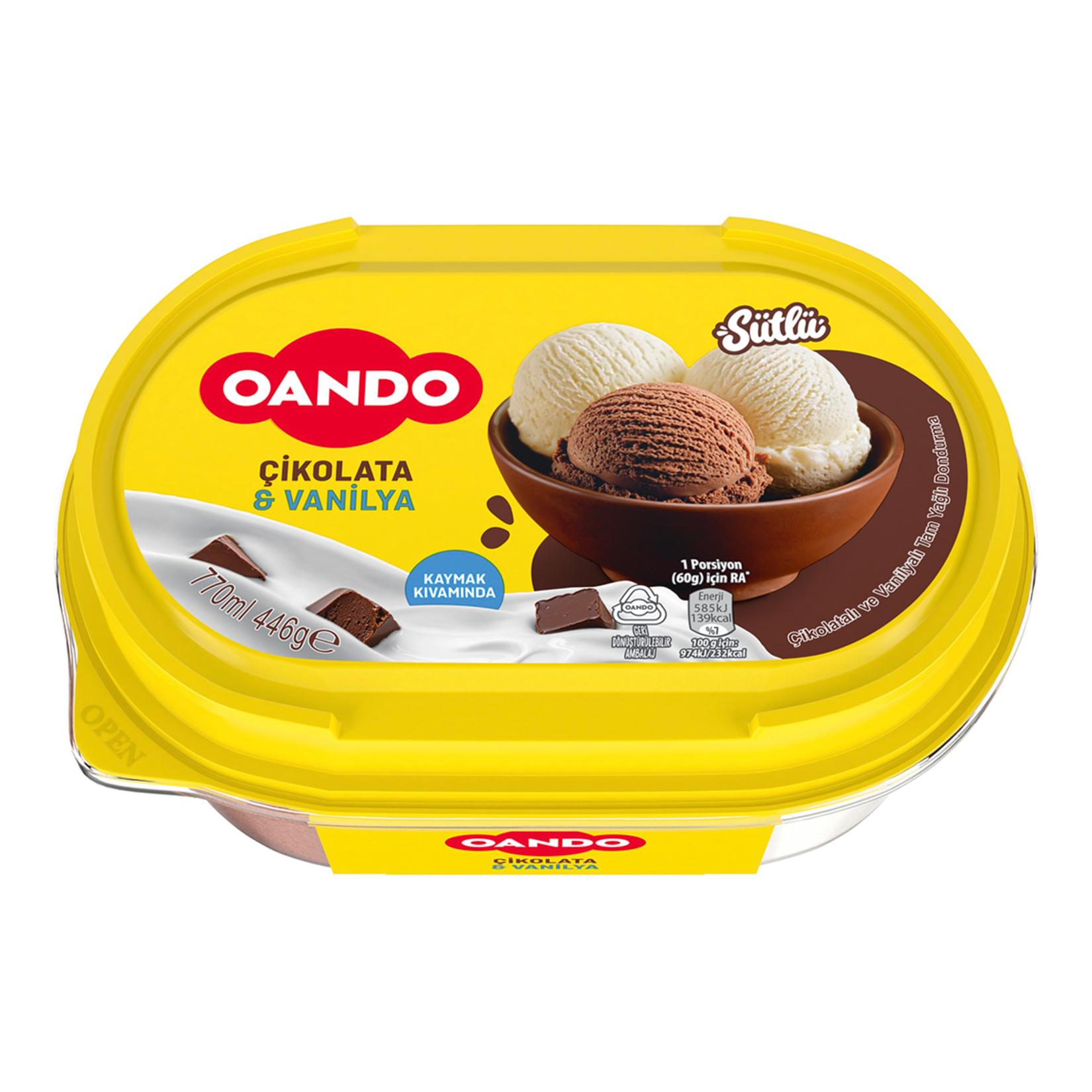 Oando Çikolatalı Vanilyalı Dondurma 770 Ml - Görsel 1
