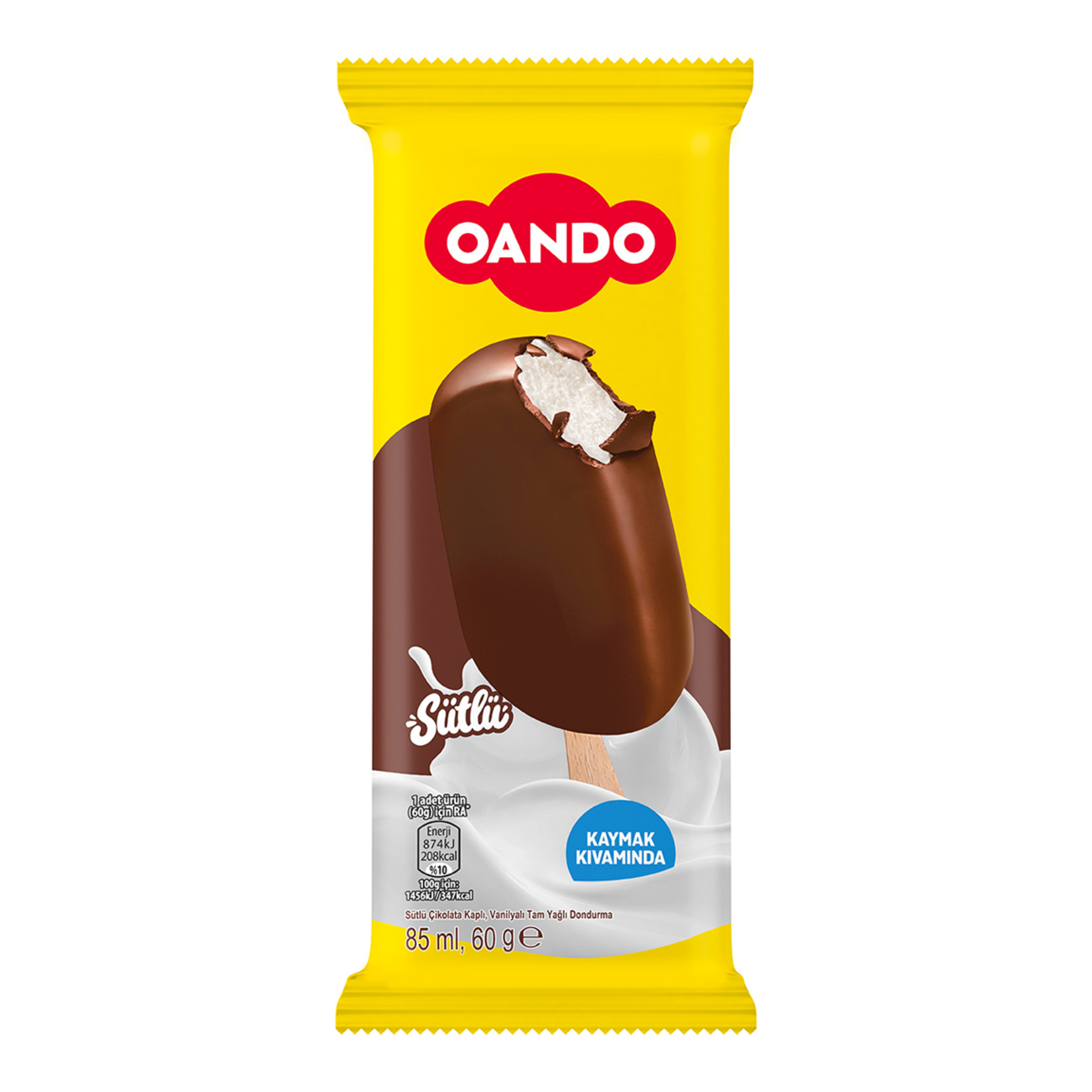 Oando Çikolata Kaplı Vanilyalı Stick Dondurma 85 Ml - Görsel 1