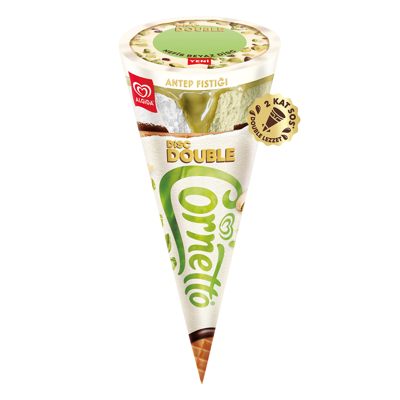 Algida Cornetto Disc Double Antep Fıstığı 130 Ml - Görsel 2