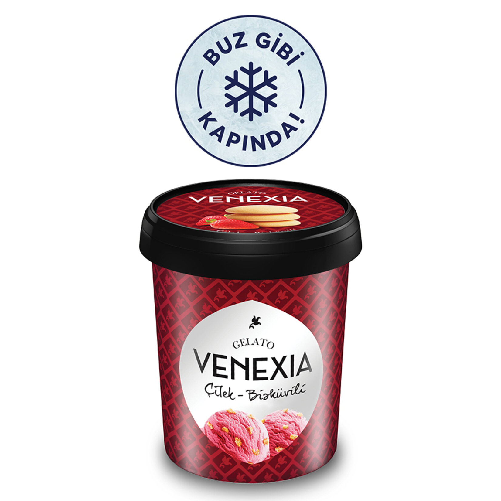 Gelato Venexia Çilek - Bisküvili Dondurma 450 Ml