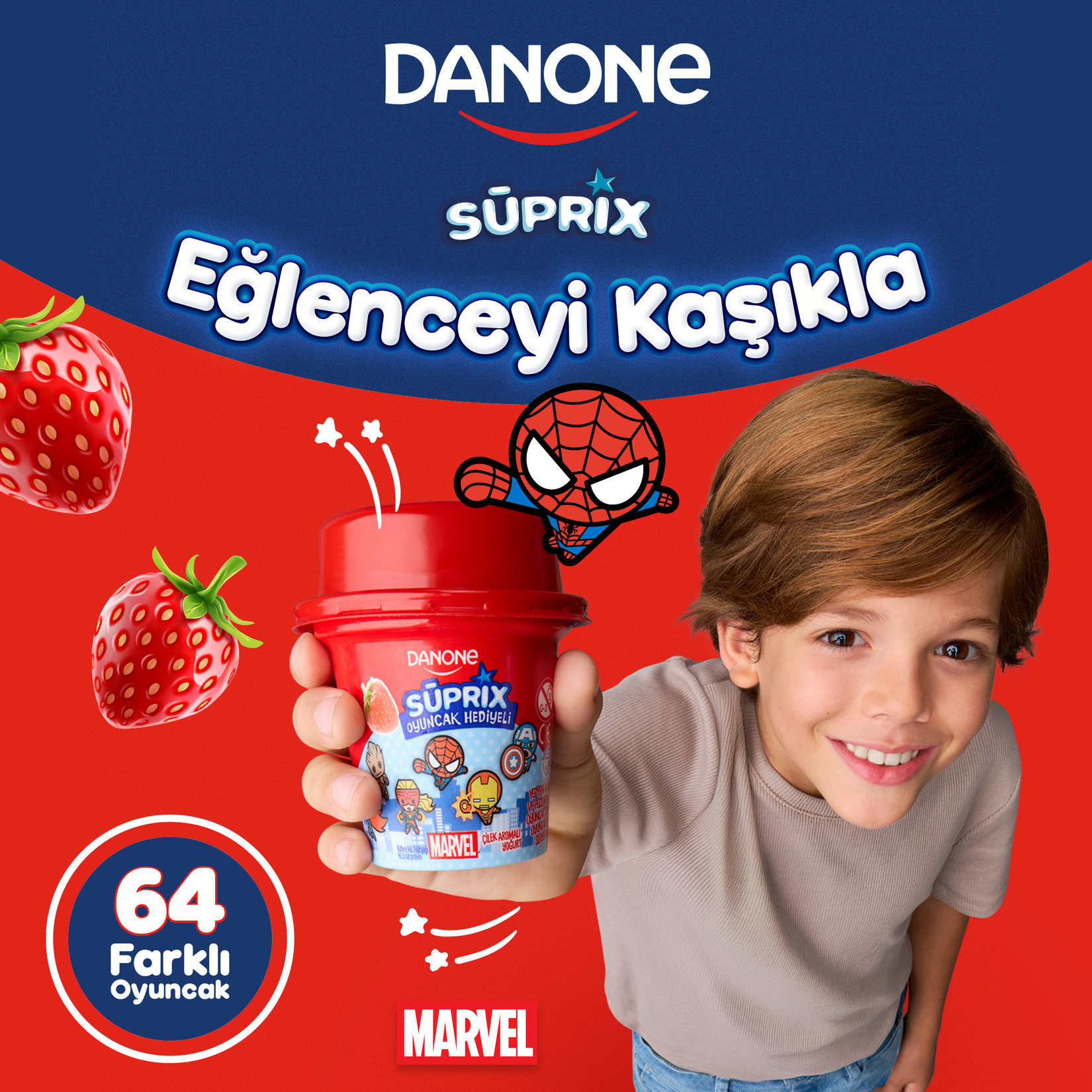 Danone Süprix Marvel Oyuncak Hediyeli Çilek Aromalı Yoğurt 90 G - Görsel 2