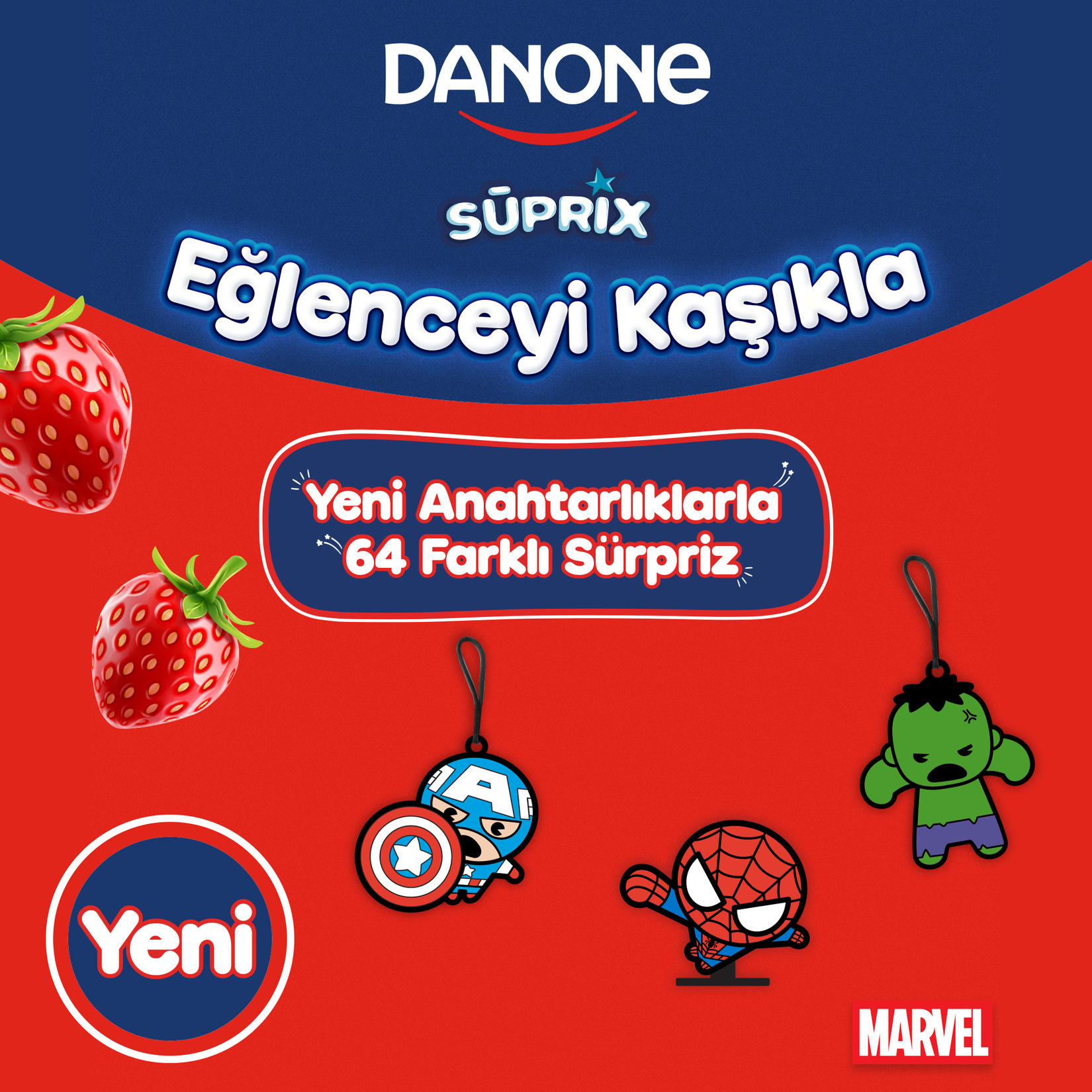 Danone Süprix Marvel Oyuncak Hediyeli Çilek Aromalı Yoğurt 90 G - Görsel 3