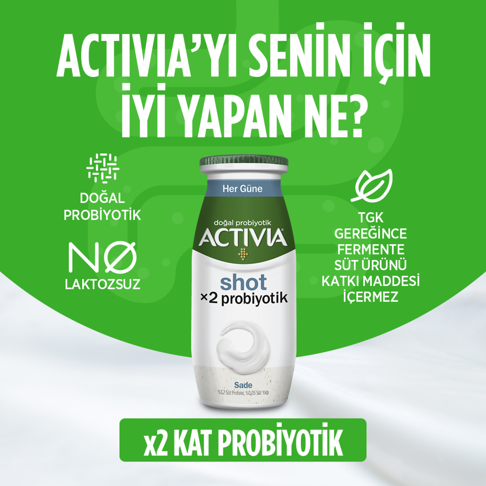 Activia Shot X2 Probiyotik Sade 4 x 80 Ml - Görsel 2