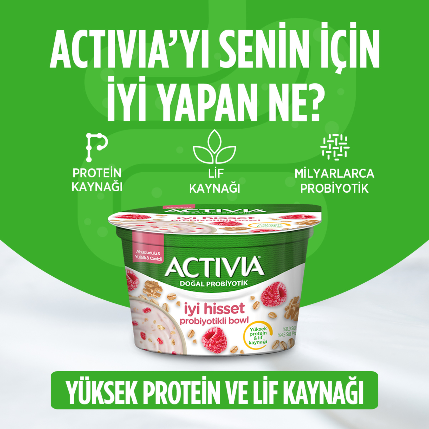 Activia İyi Hisset Probiyotik Bowl Ahududu Yulaf Ceviz 150 G - Görsel 2