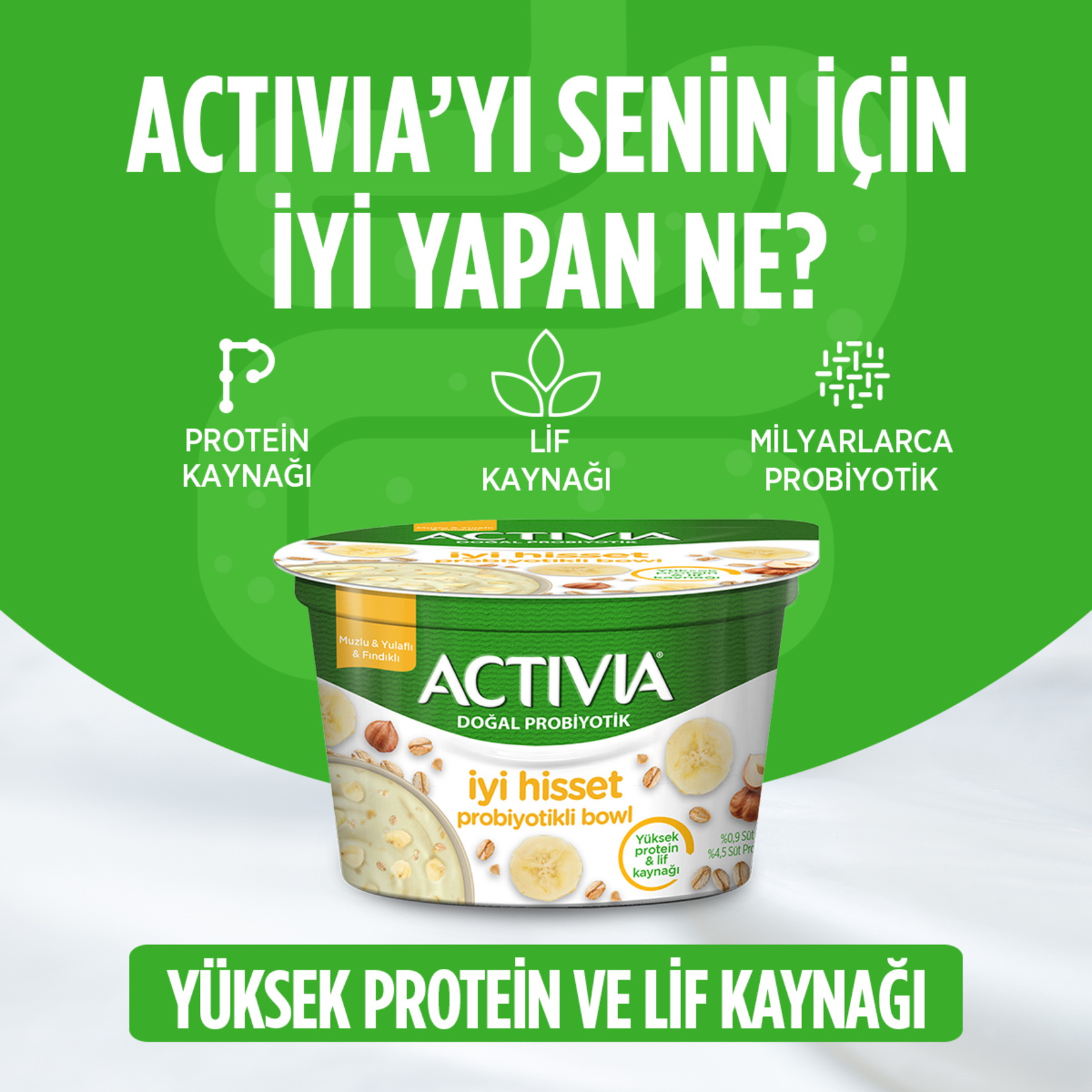Activia İyi Hisset Probiyotik Bowl Muz Yulaf Fındık 150 G - Görsel 2