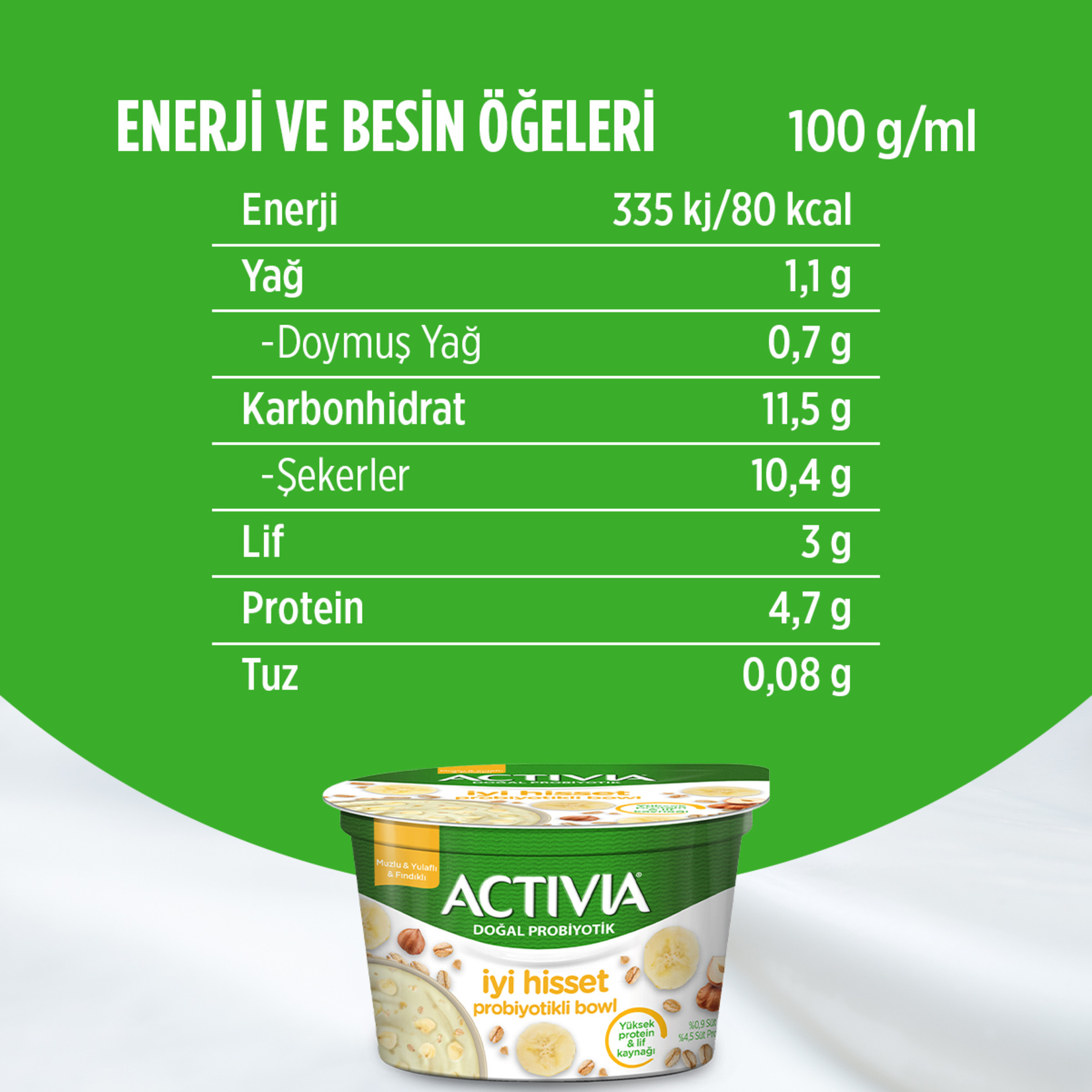 Activia İyi Hisset Probiyotik Bowl Muz Yulaf Fındık 150G - Görsel 4