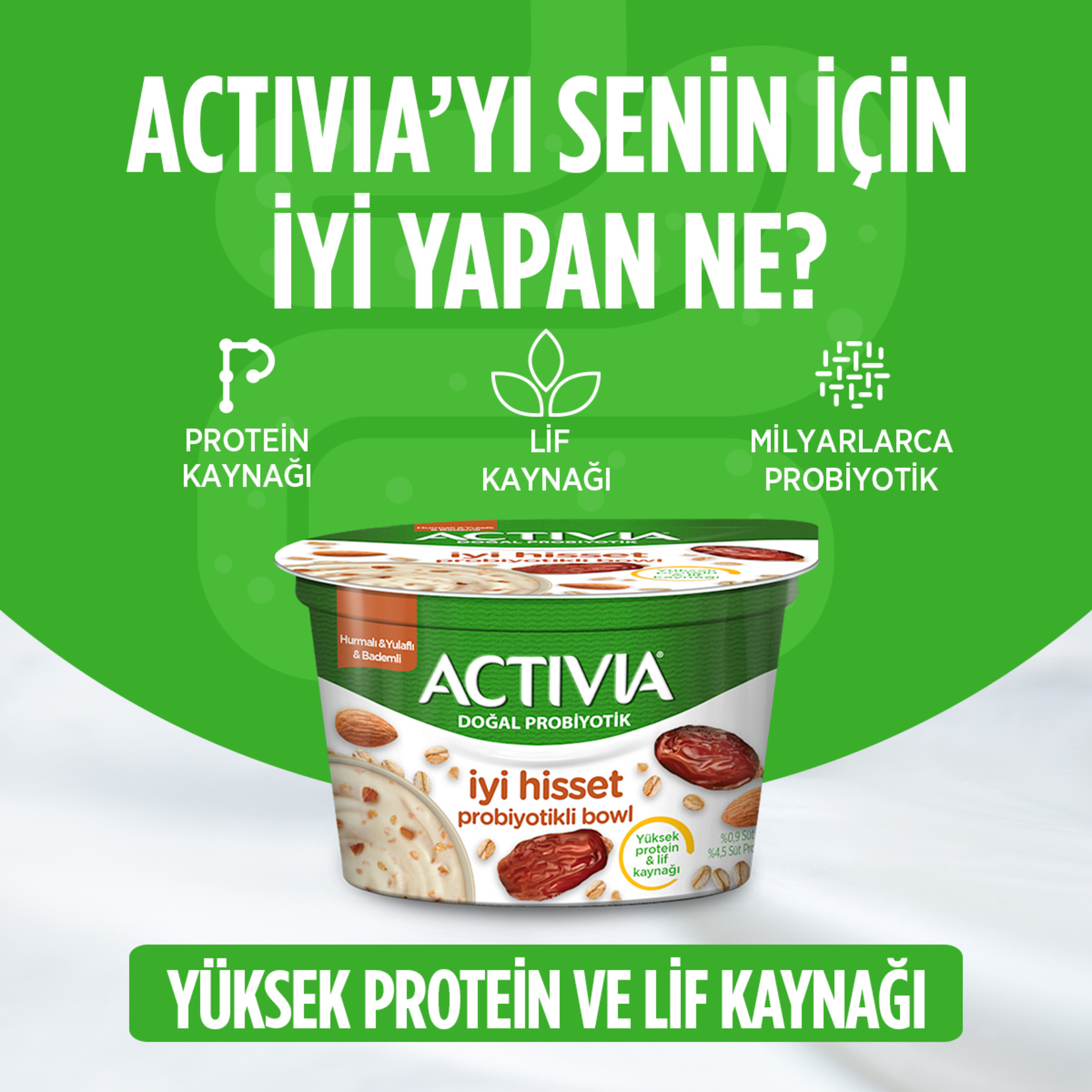 Activia İyi Hisset Probiyotik Bowl Hurma & Yulaf & Badem 150 G - Görsel 2
