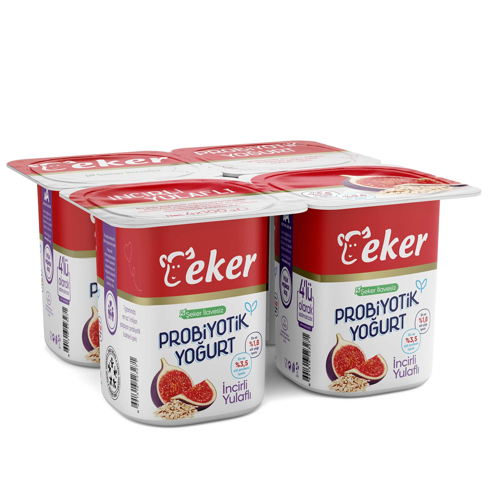 Eker İncirli & Yulaflı Probiyotik Yoğurt 4 x 100 G