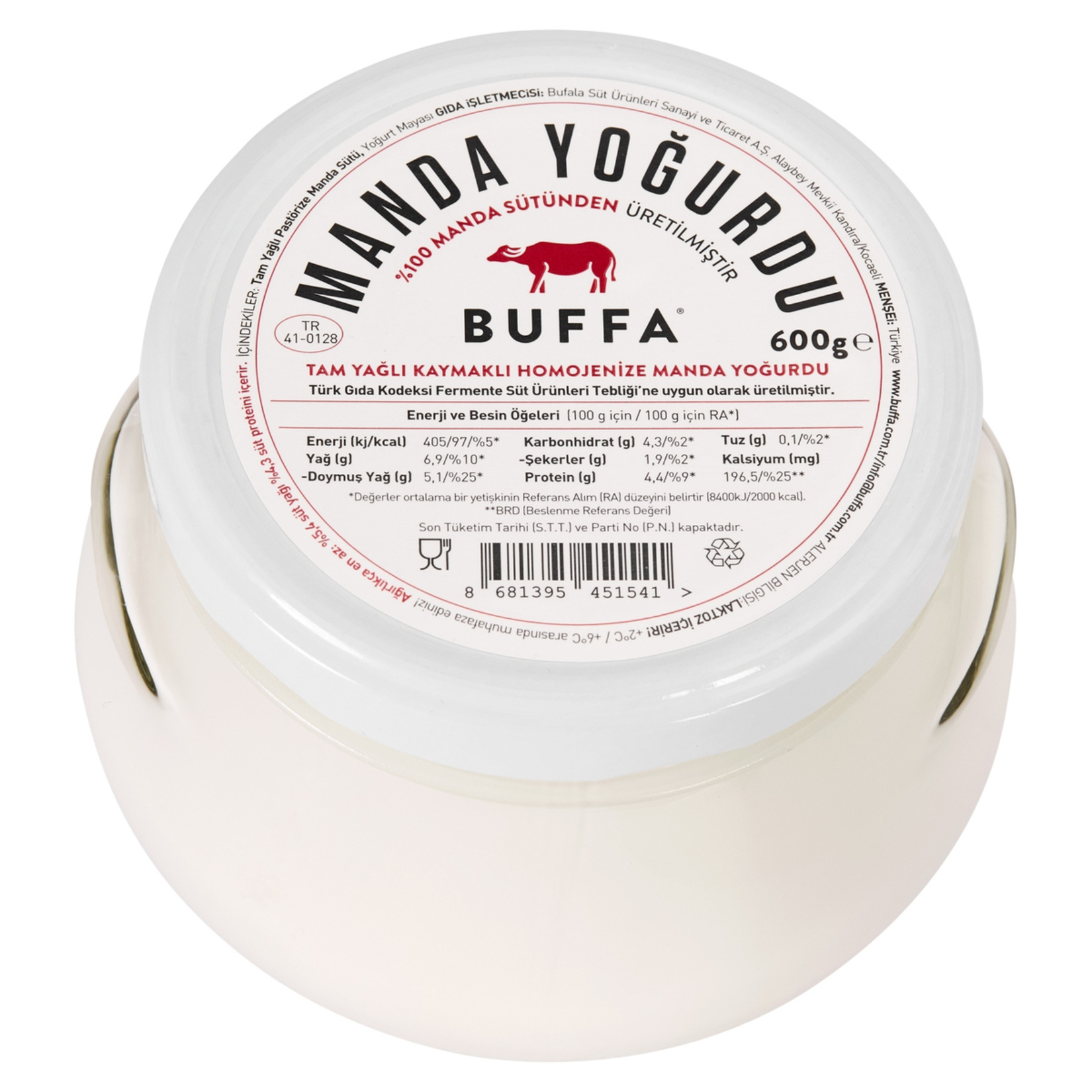 Buffa Tam Yağlı Kaymaklı Manda Yoğurdu 600 G - Görsel 1