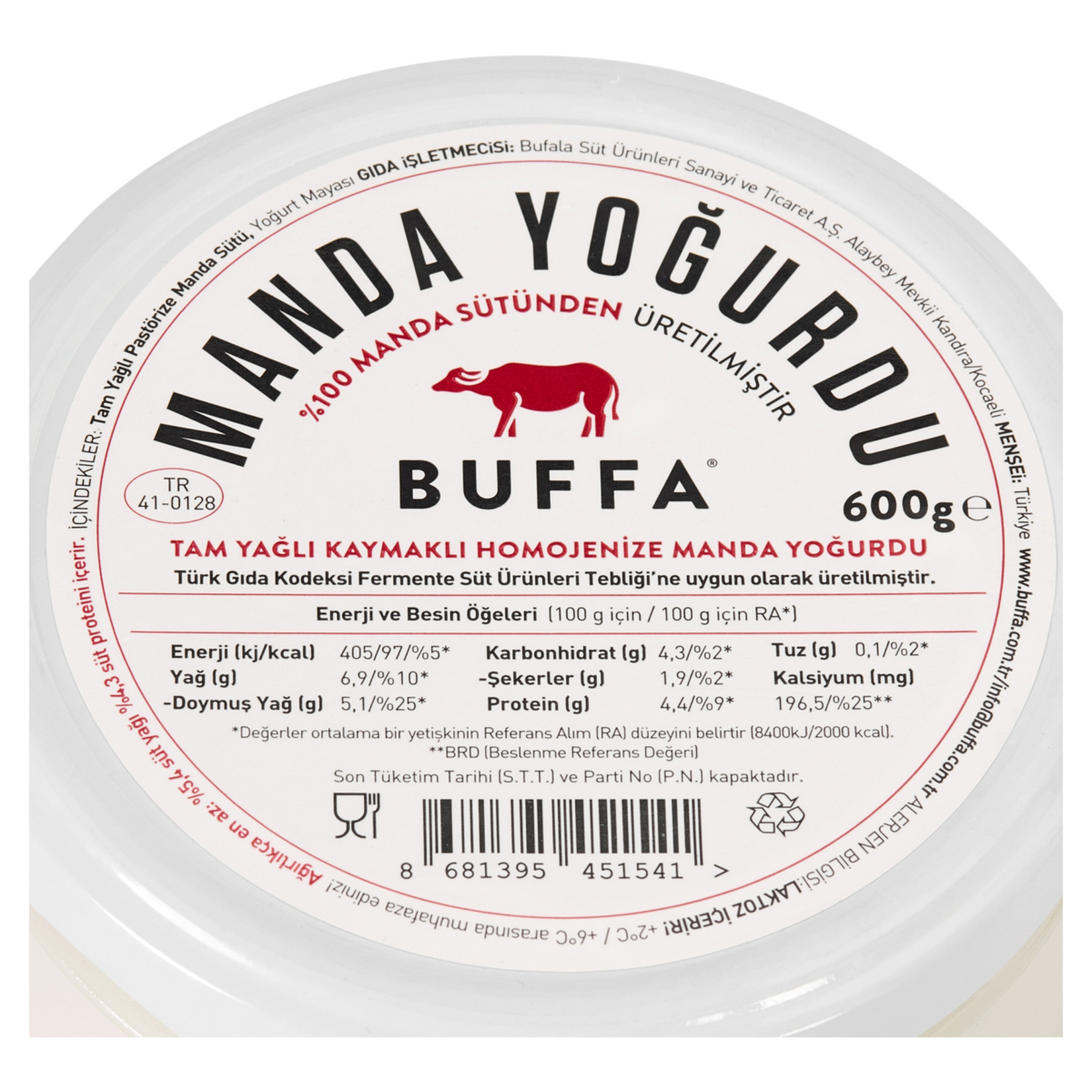 Buffa Tam Yağlı Kaymaklı Manda Yoğurdu 600 G - Görsel 3