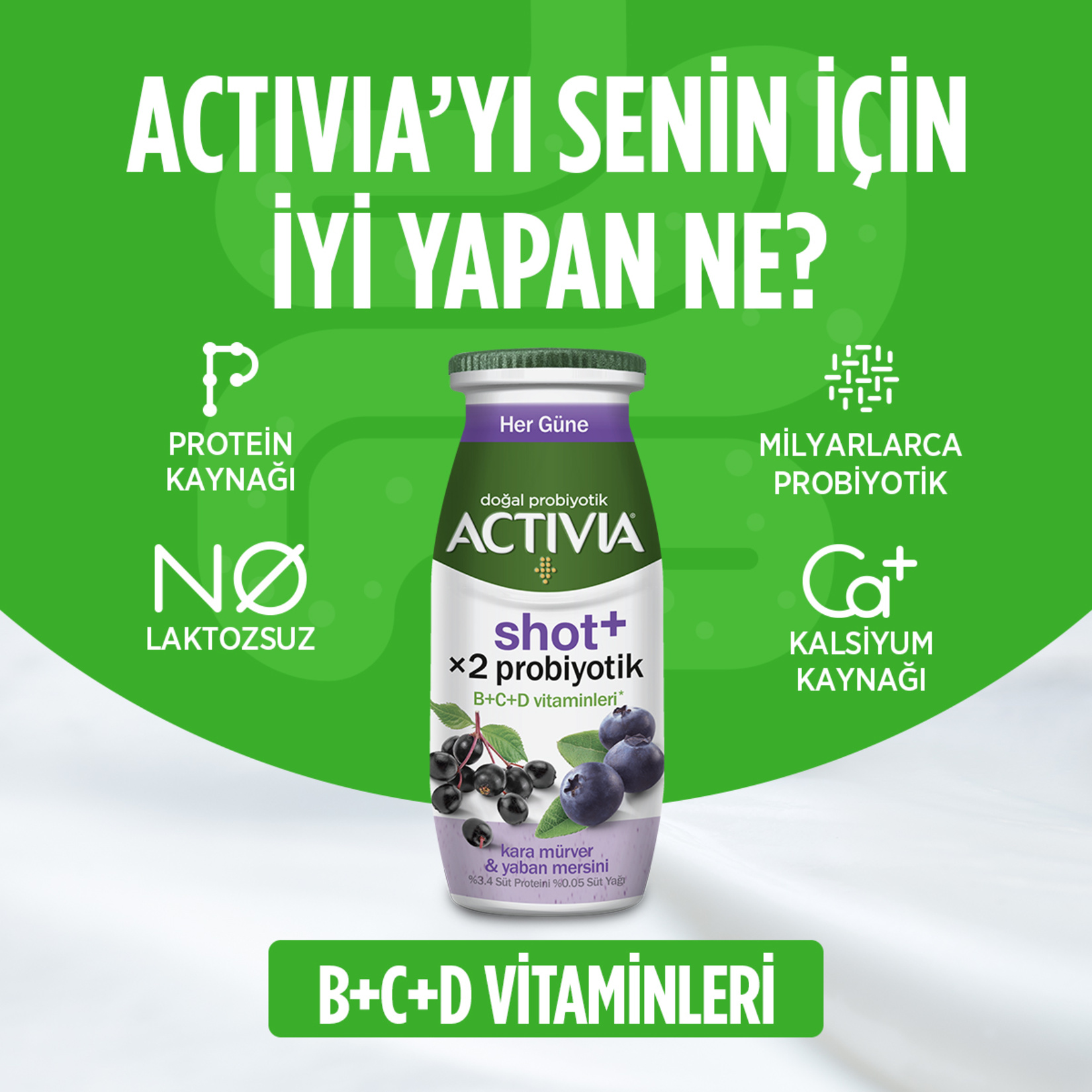 Activia Shot+ Kara Mürver Ve Yaban Mersinli 80 Ml - Görsel 2