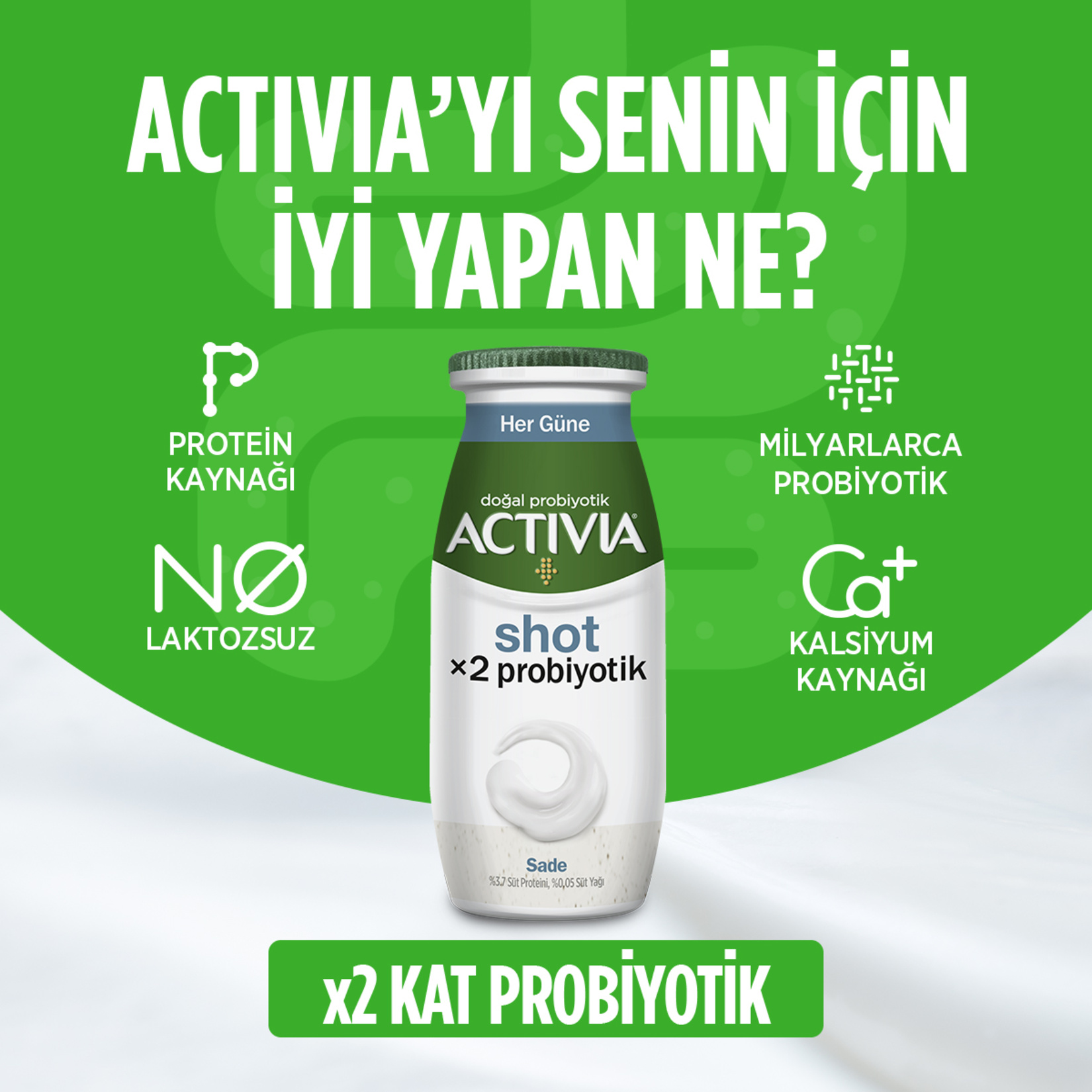 Activia x2 Probiyotik Shot Sade 80 Ml - Görsel 2