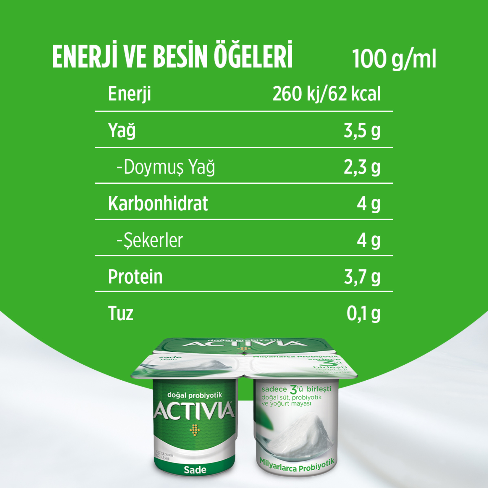 Activia Doğal Probiyotik Sade Yoğurt 4x100 G - Görsel 4