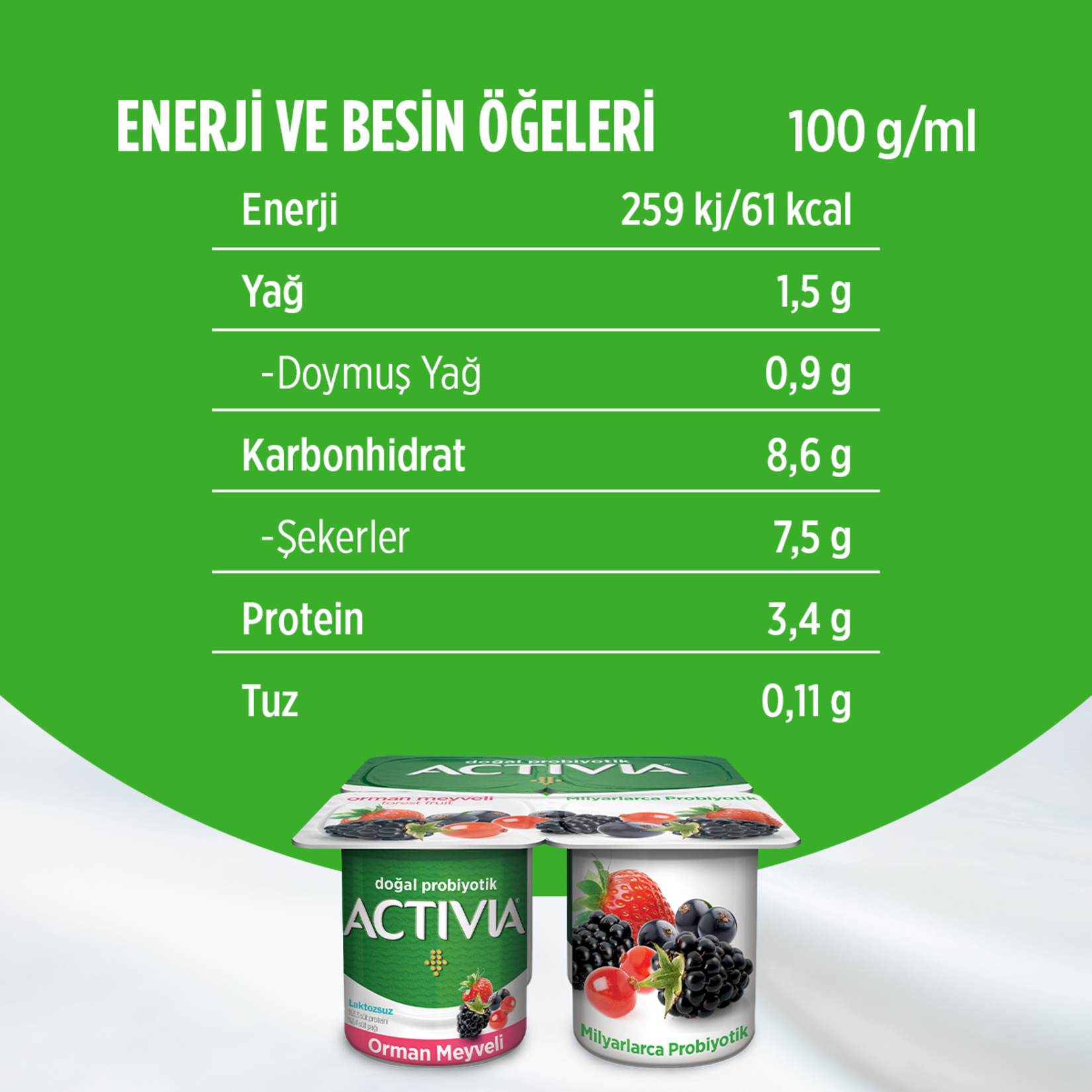 Activia Doğal Probiyotik Orman Meyveli Yoğurt 4X100 G - Görsel 4