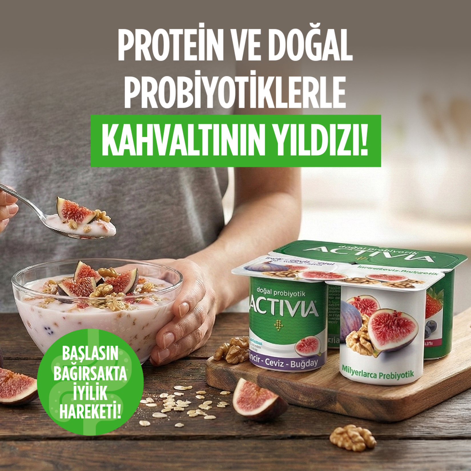 Activia Doğal Probiyotik İncir&Ceviz&Tahıl Yoğurt 4X100 G - Görsel 3