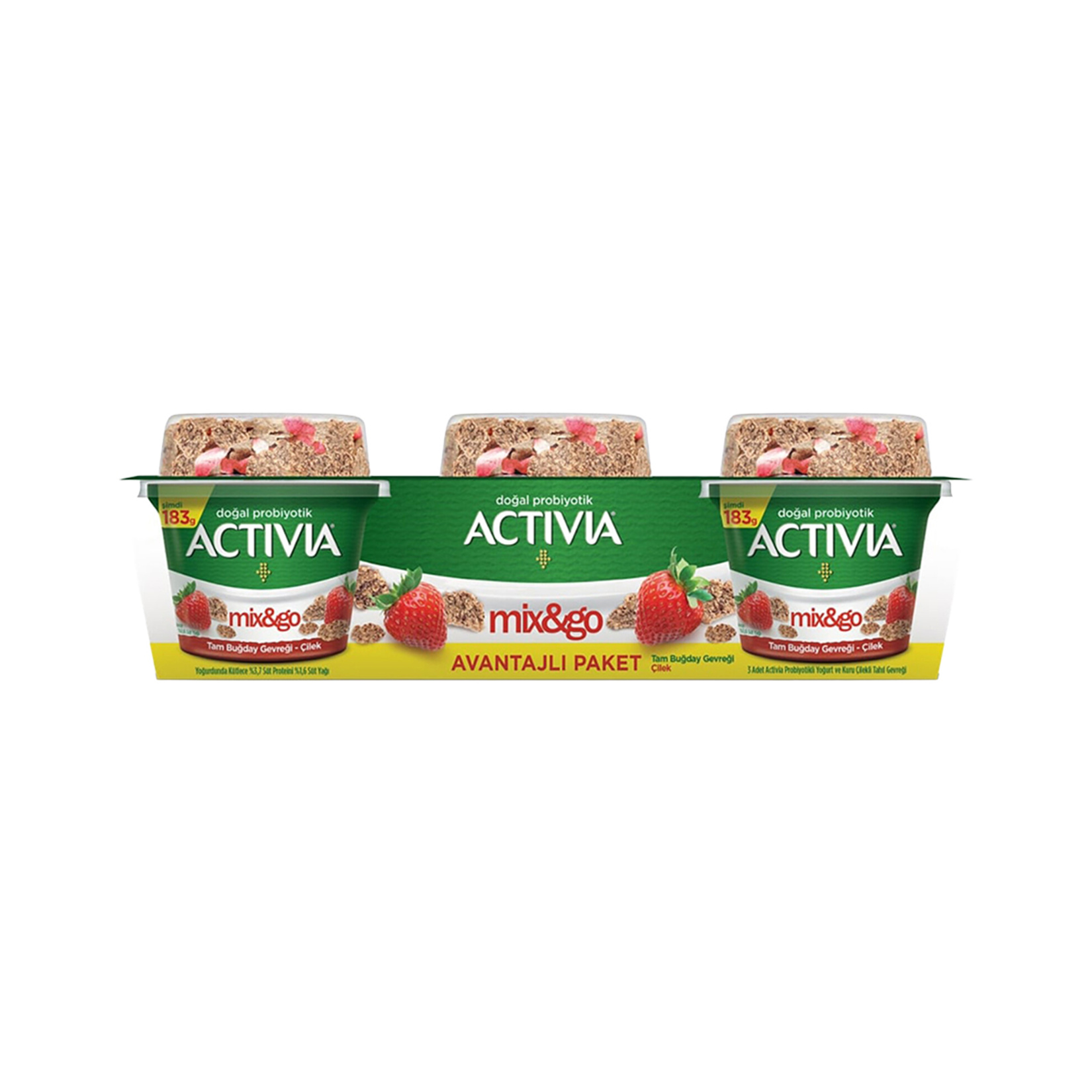Danone Activia Mix & Go Çilek 3x183 g - Görsel 1