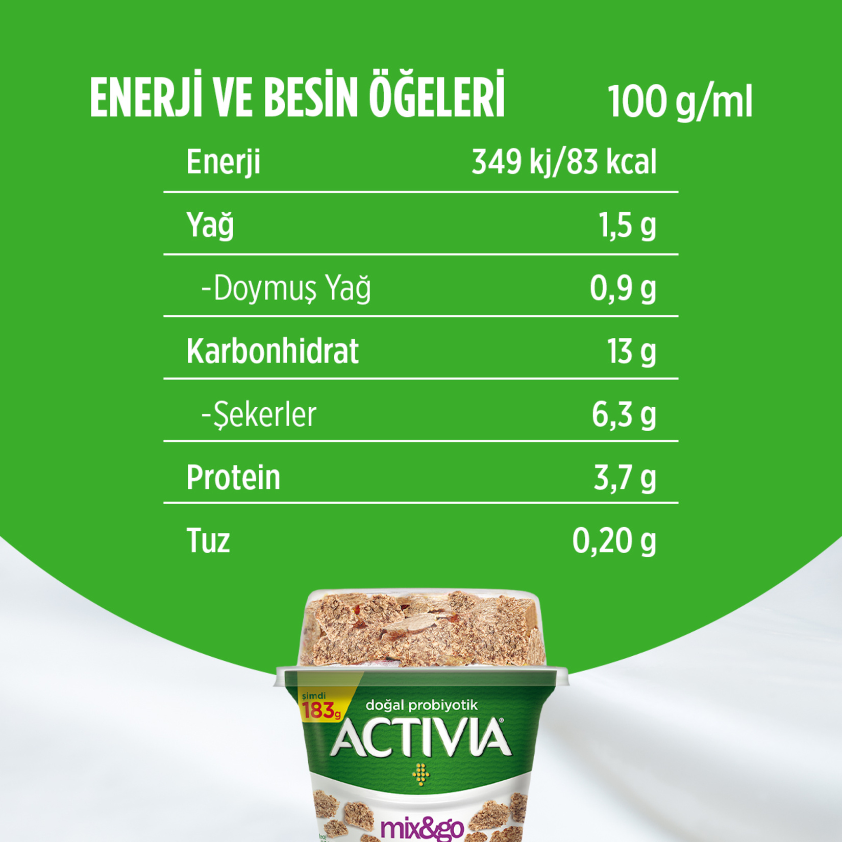 Danone Activia Mix & Go Sade 183G - Görsel 4