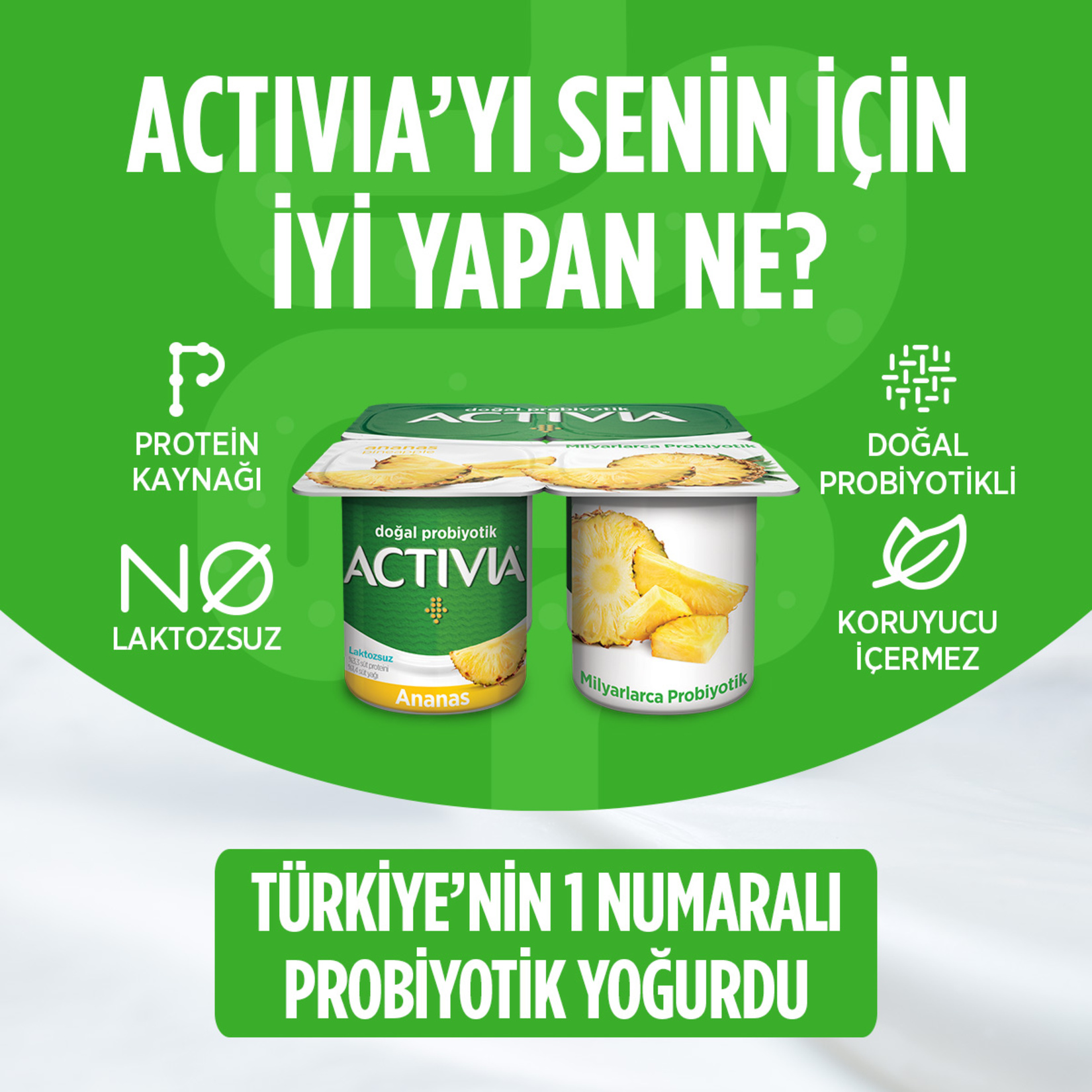 Activia Doğal Probiyotik Ananaslı Yoğurt 4 x 100 G - Görsel 2