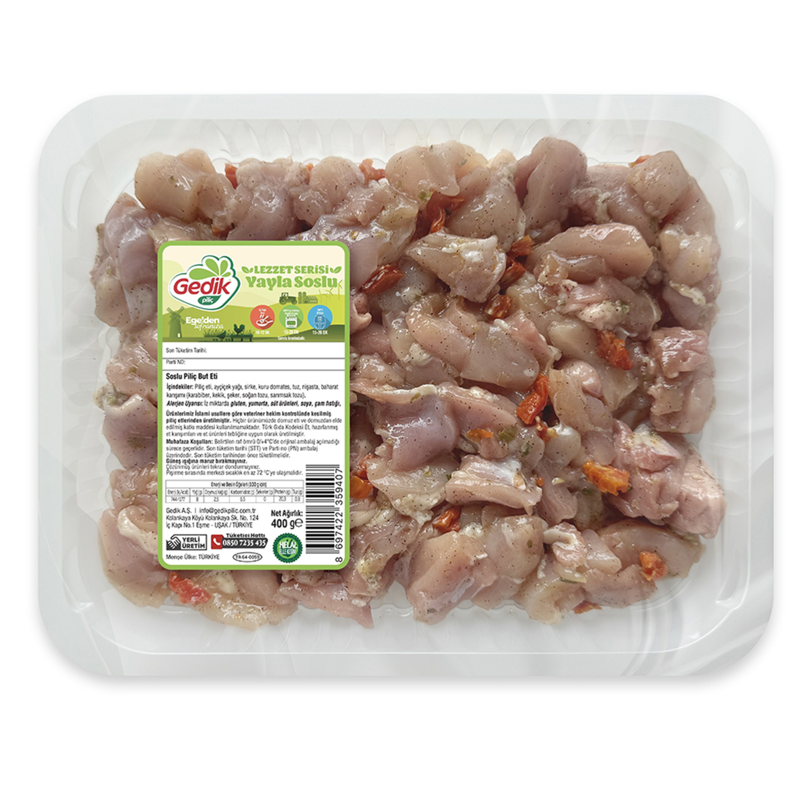 Gedik Piliç Yayla Soslu But Kuşbaşı 400 G