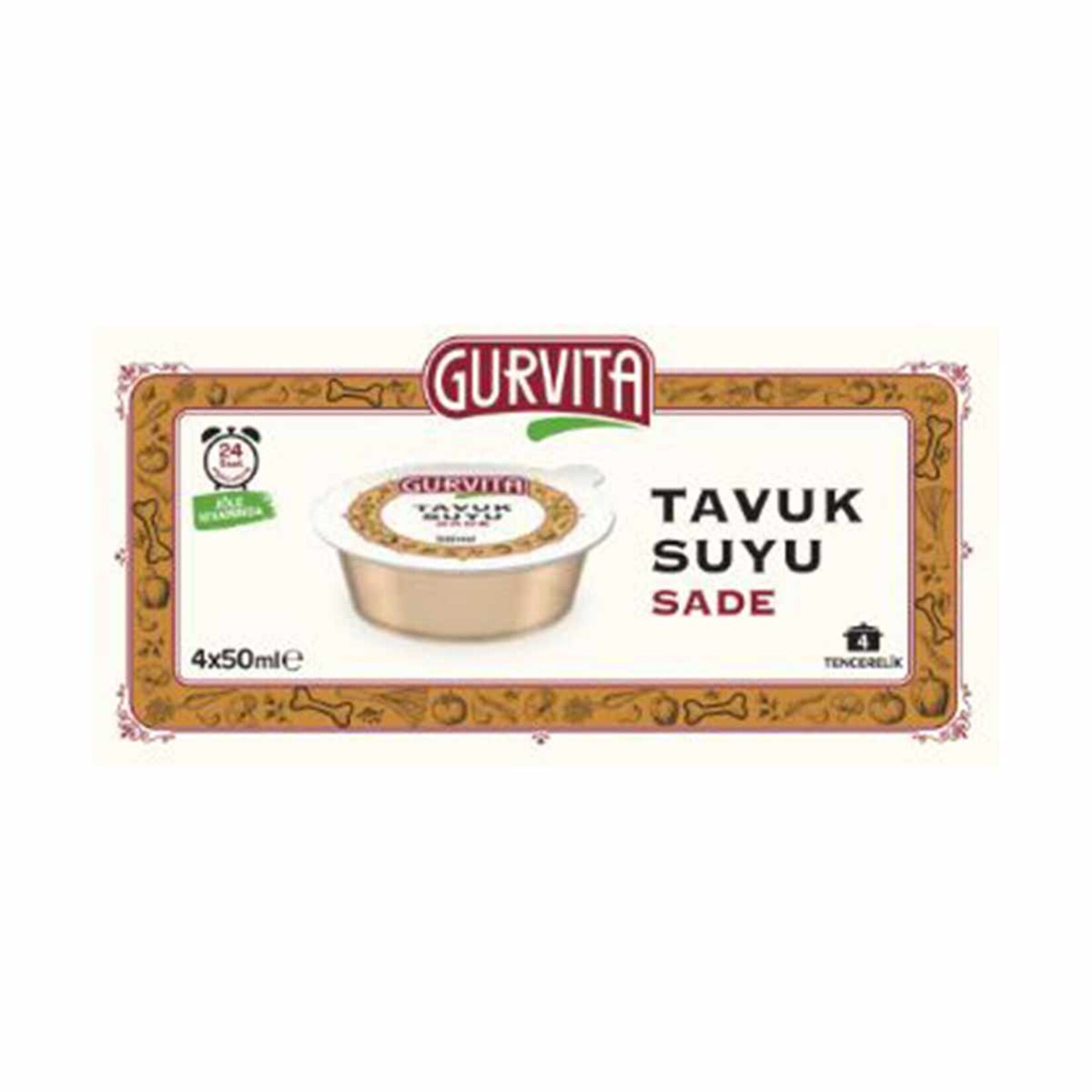 Gurvita Dondurulmuş Tavuk Suyu Sade 4x50 Ml