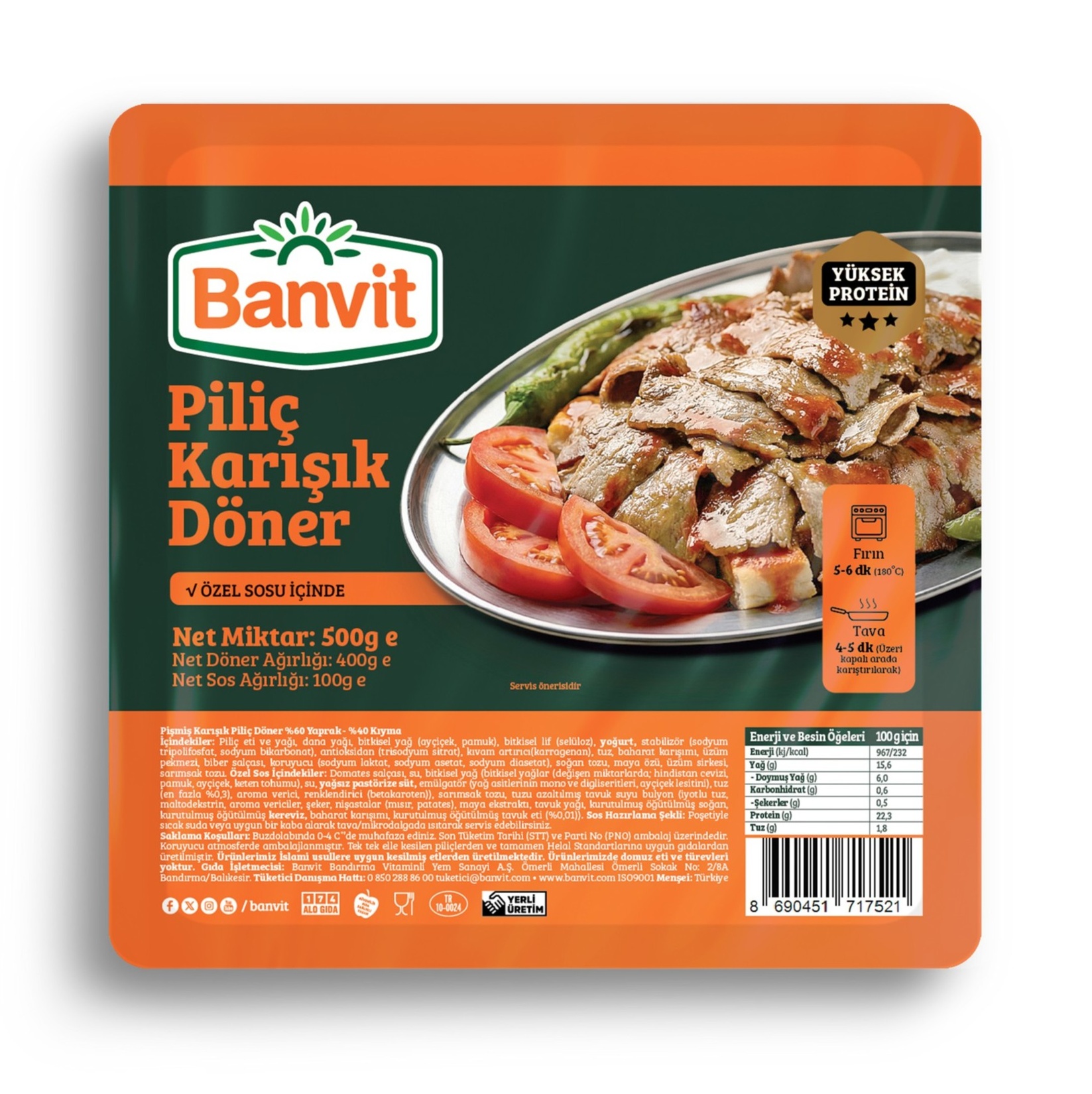 Banvit Soslu Piliç Döner 400 G + Sos 100 G